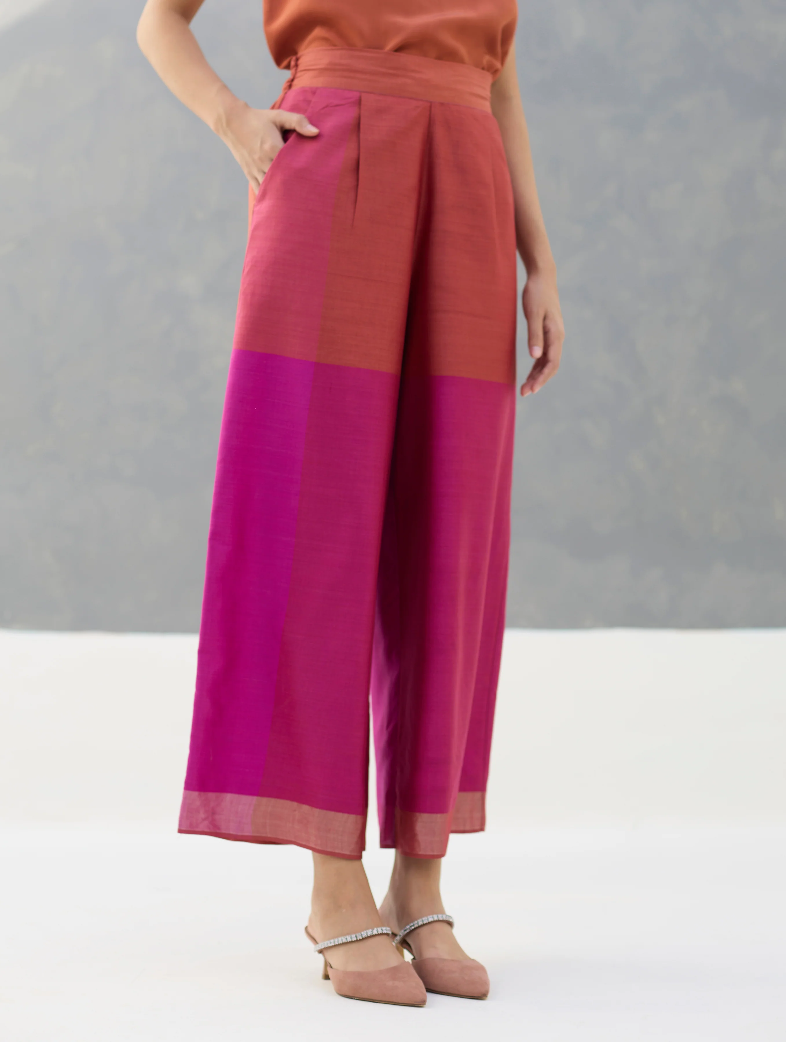 Aana Eri Silk Co-ord Set -  Rose - Image 9