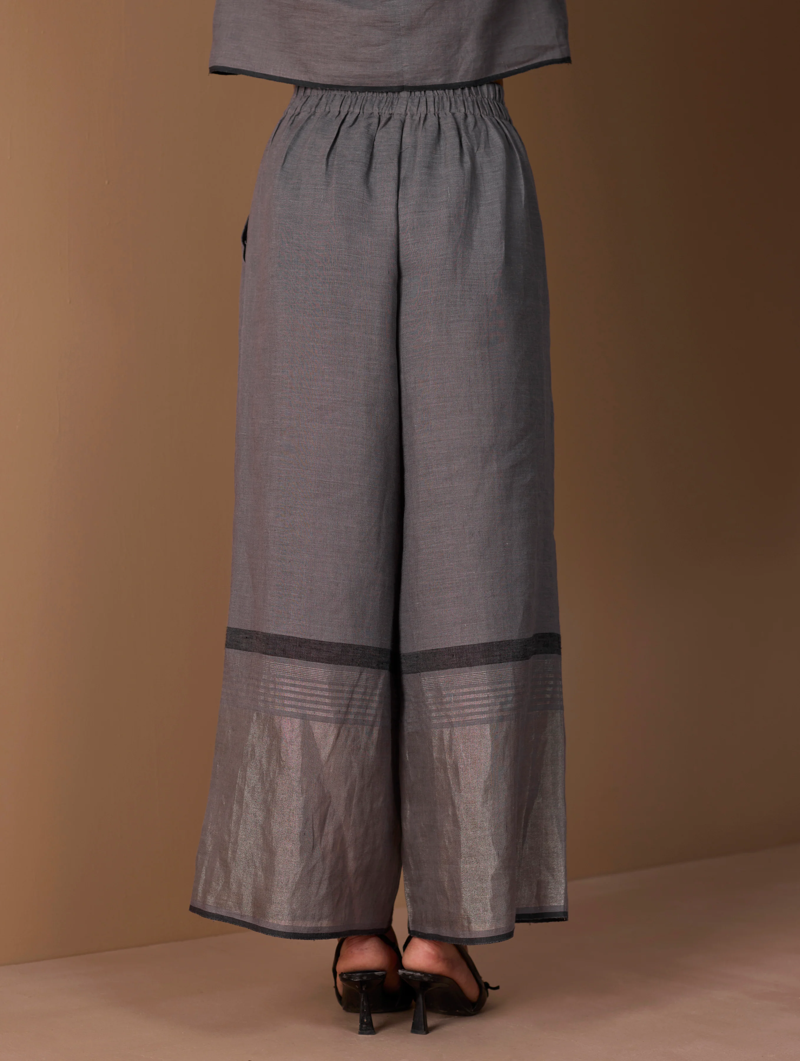 Aaro Metallic Palazzo Pant - Metallic Grey - Image 6
