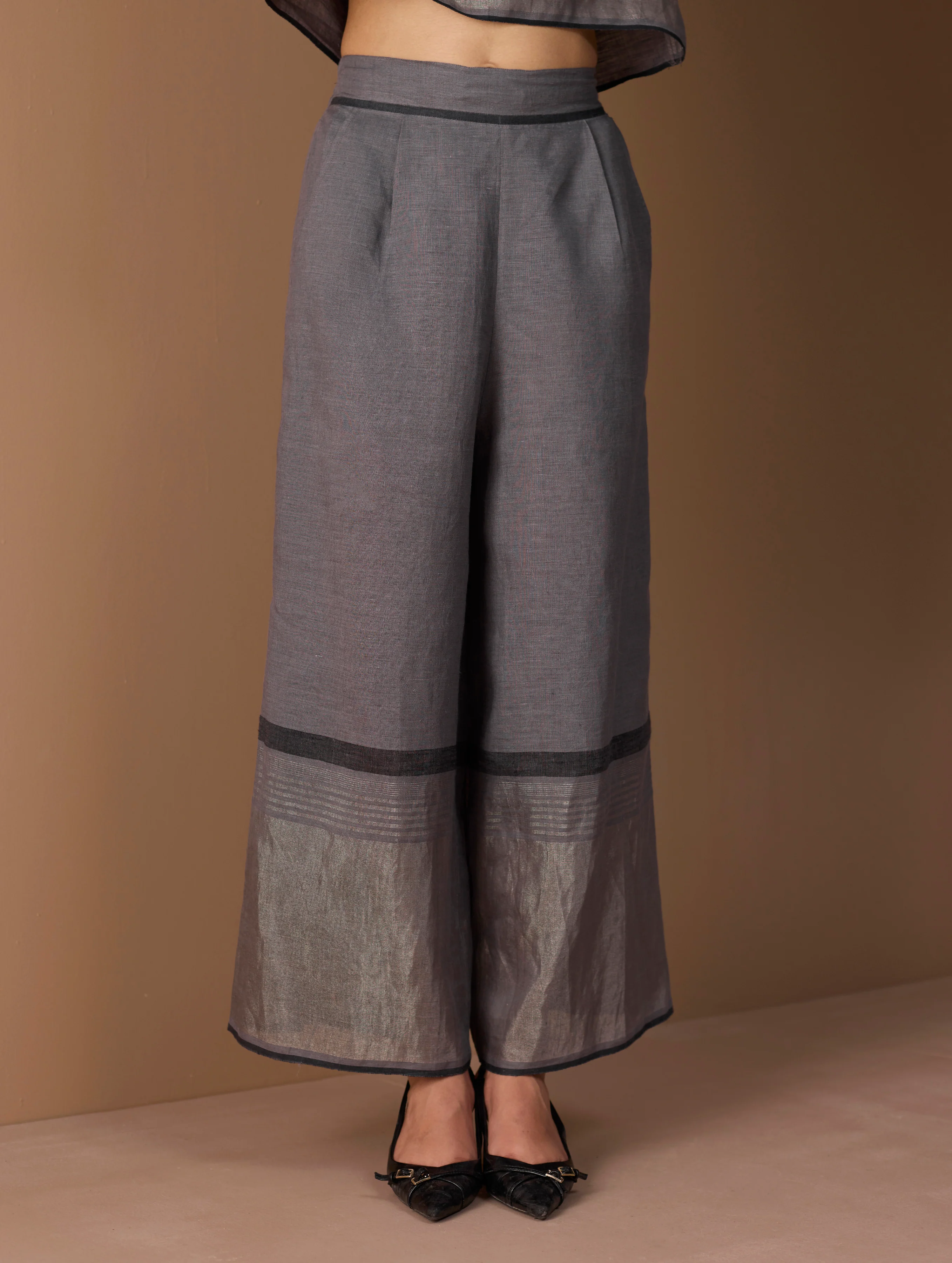 Aaro Metallic Palazzo Pant - Metallic Grey - Image 7