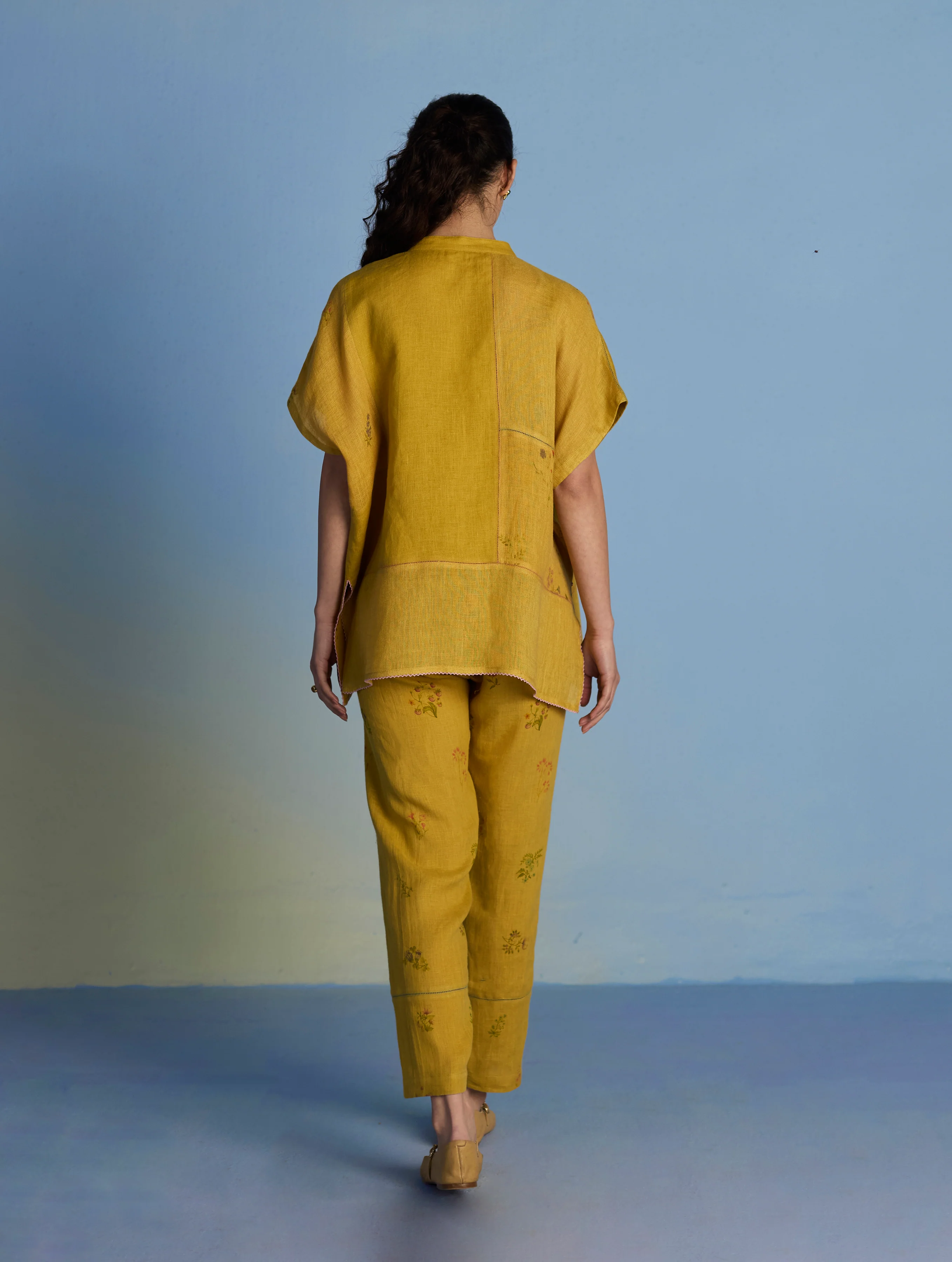 Aboli Patchwork Linen Co-ord Set - Ochre - Image 5