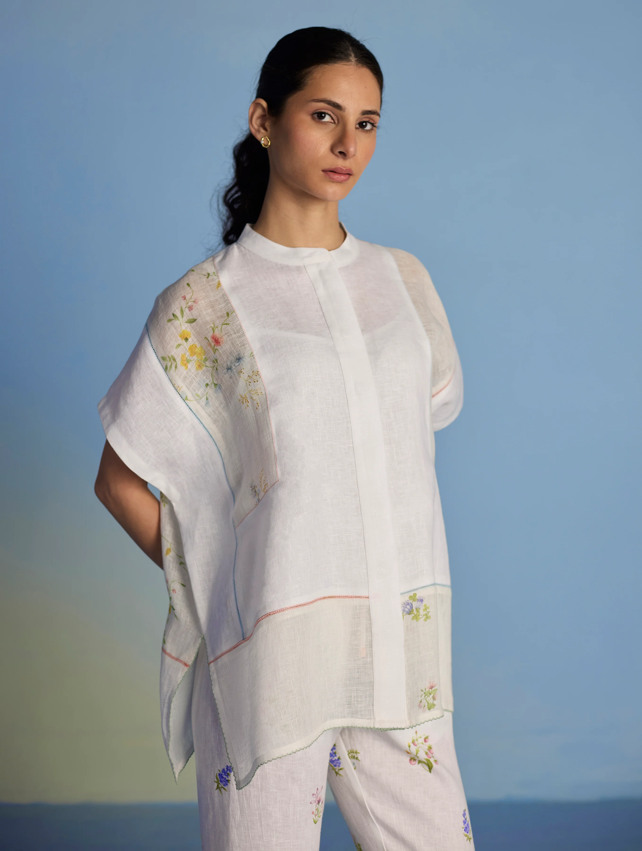 Aboli Patchwork Linen Co-ord Set - White - Image 10