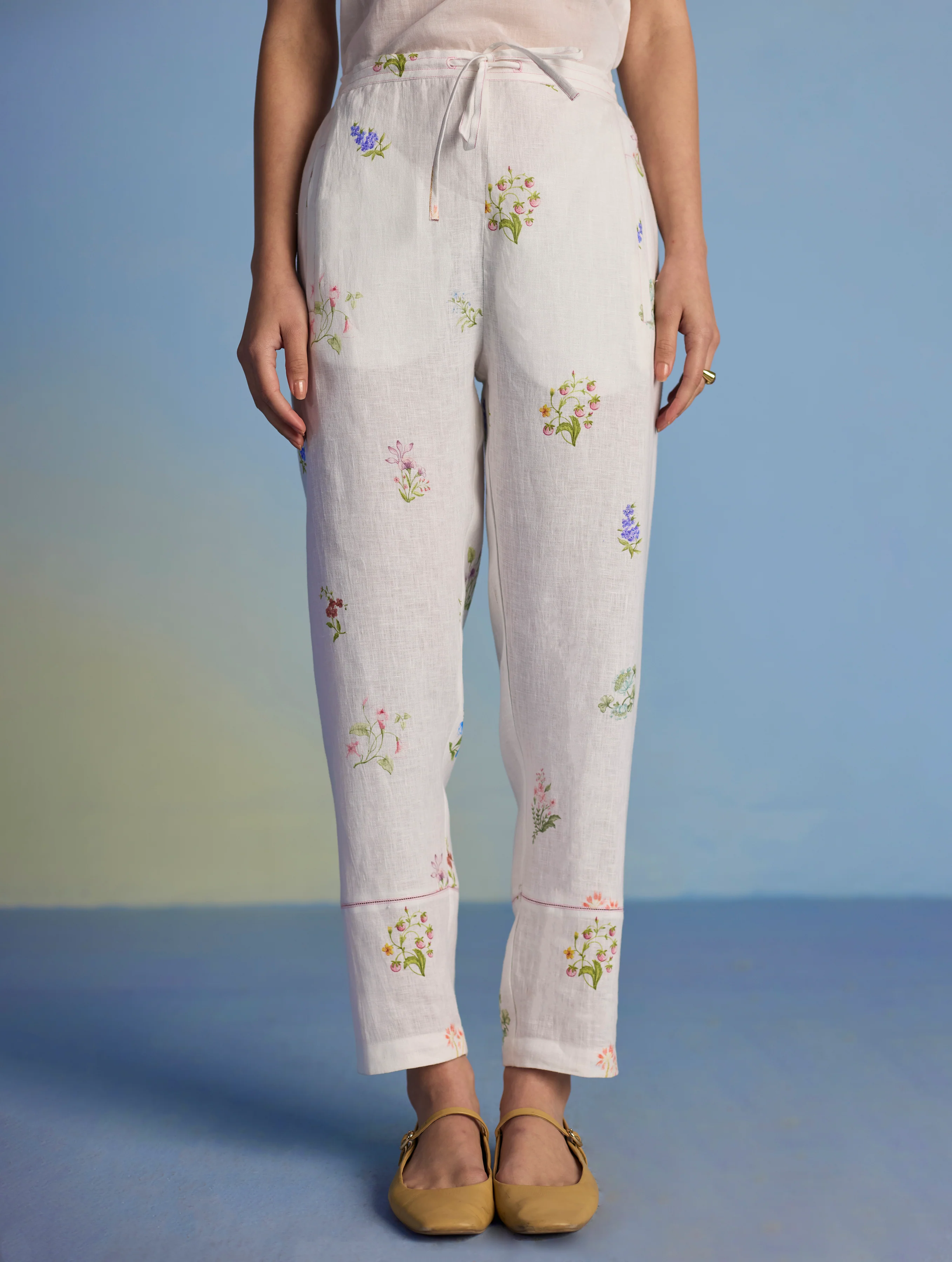Aboli Patchwork Linen Co-ord Set - White - Image 11