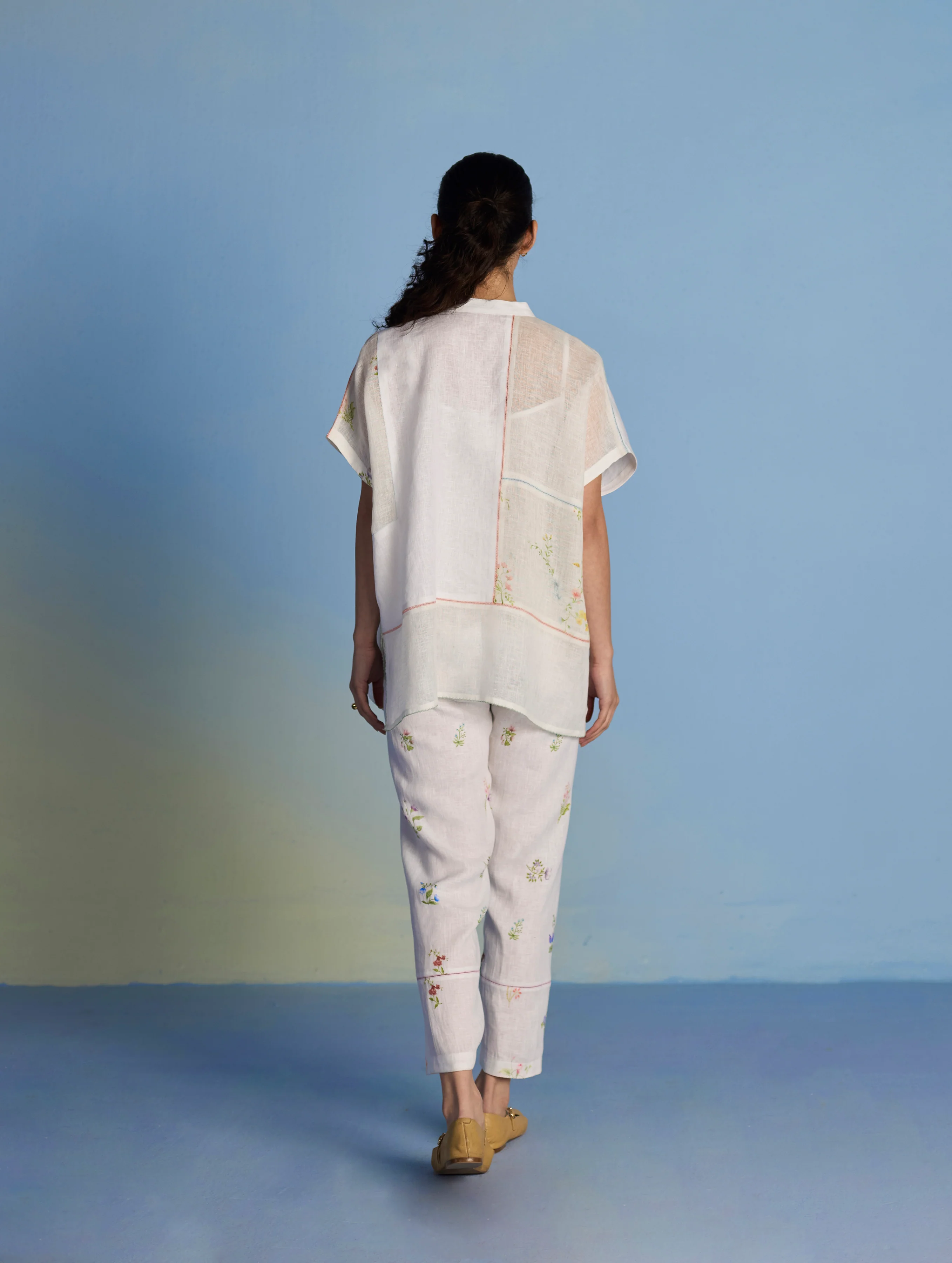 Aboli Patchwork Linen Co-ord Set - White - Image 8