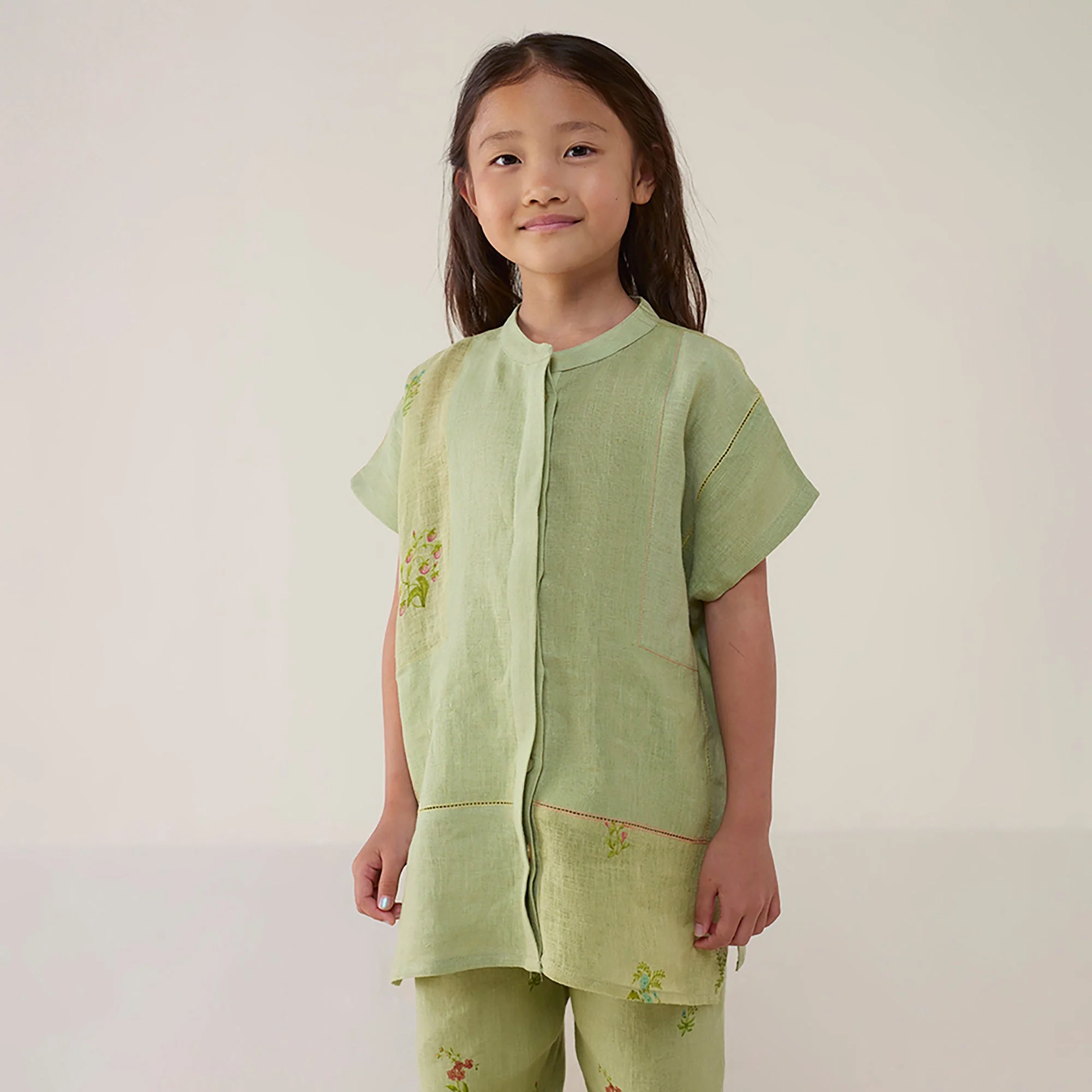 Aboli Patchwork Linen Co-ord Set - Mint - Image 5
