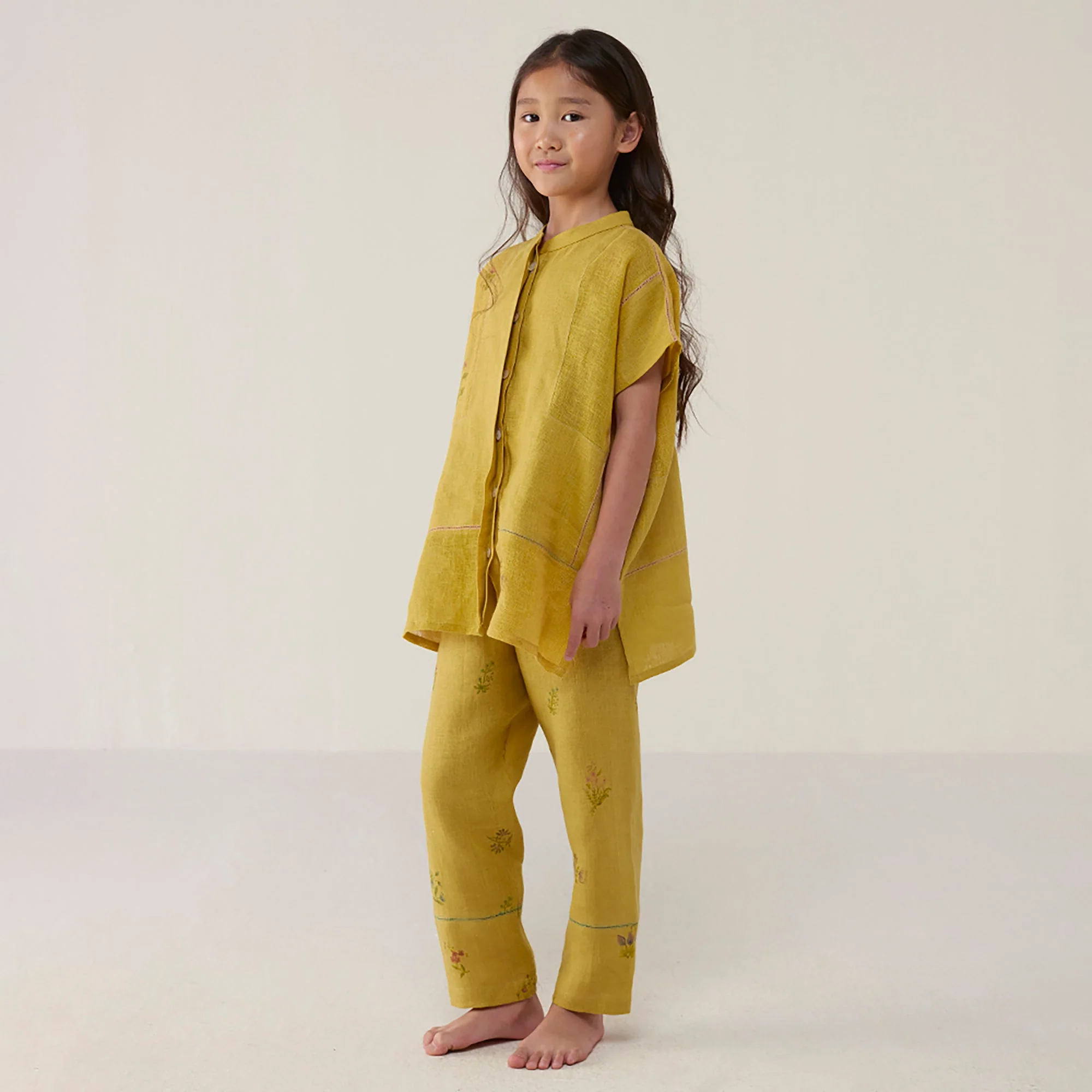 Aboli Patchwork Linen Co-ord Set - Ochre - Image 2