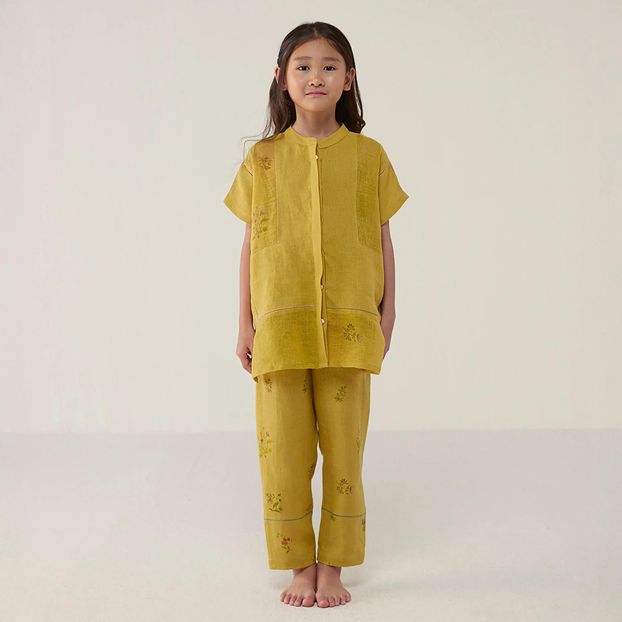 Aboli Patchwork Linen Co-ord Set - Ochre - Image 3