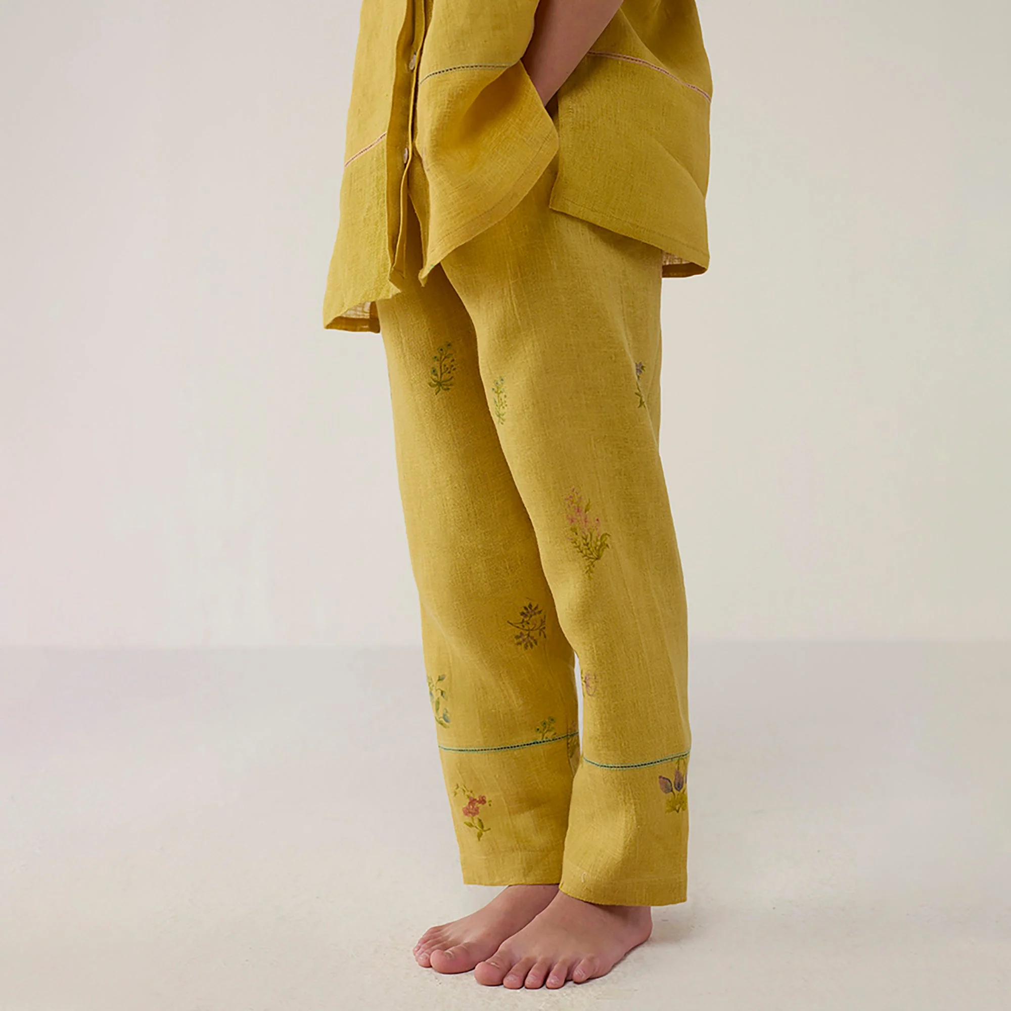 Aboli Patchwork Linen Co-ord Set - Ochre - Image 4