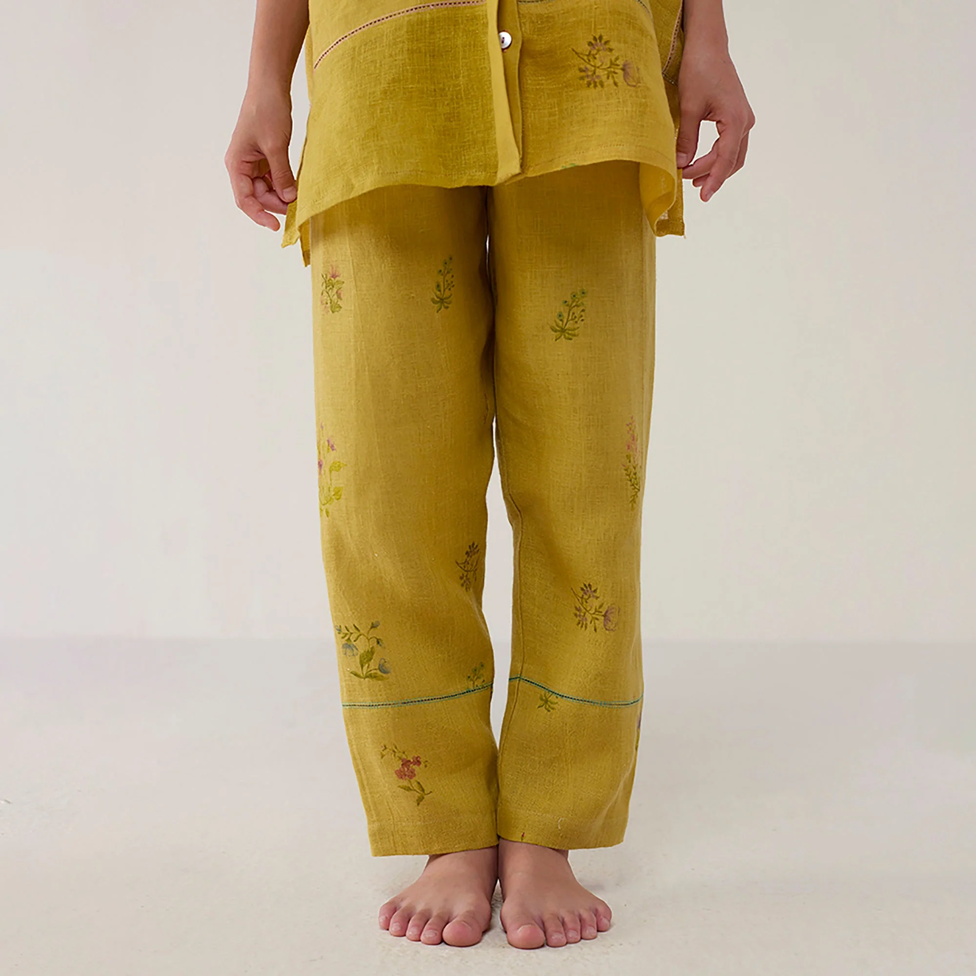 Aboli Patchwork Linen Co-ord Set - Ochre - Image 5