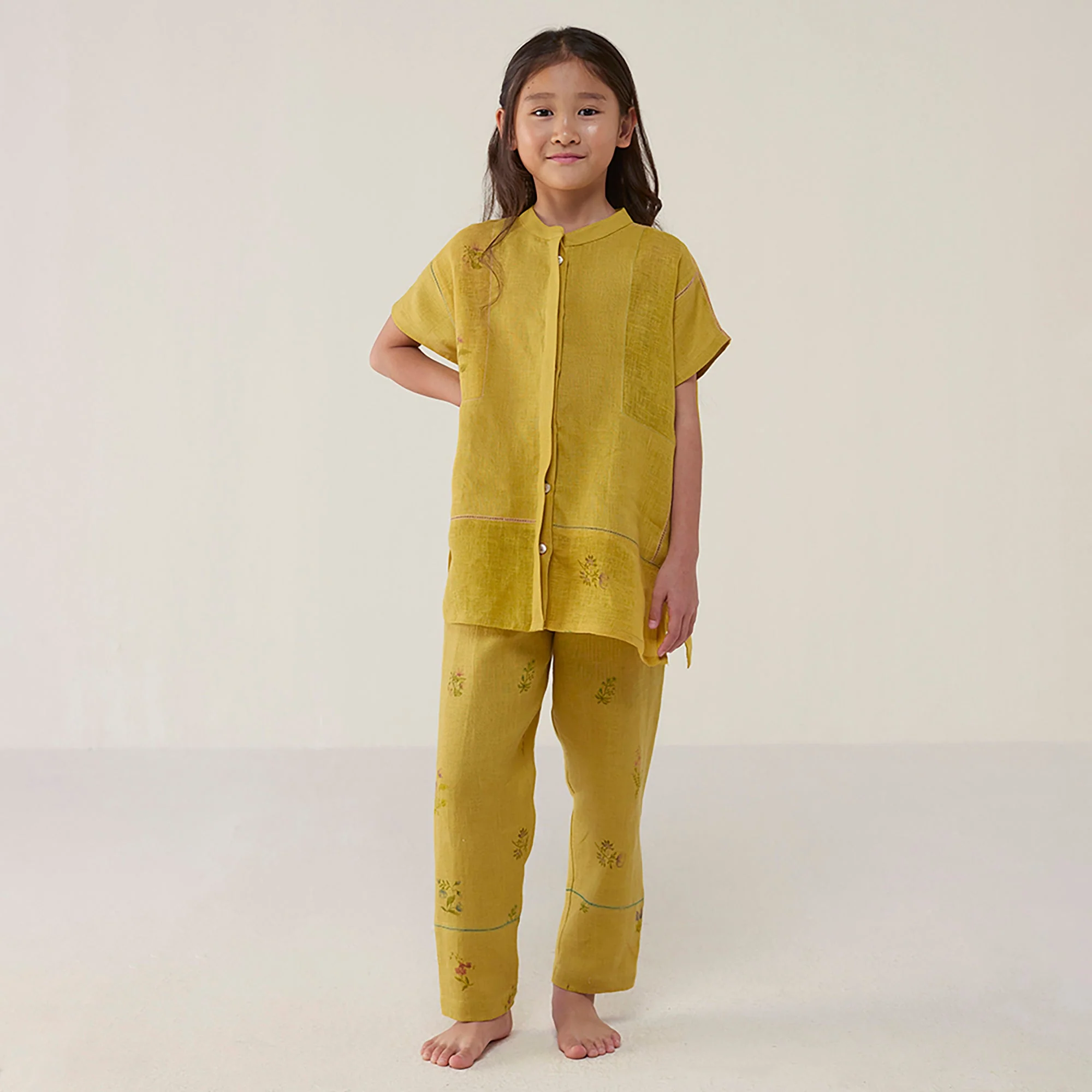 Aboli Patchwork Linen Co-ord Set - Ochre - Image 7