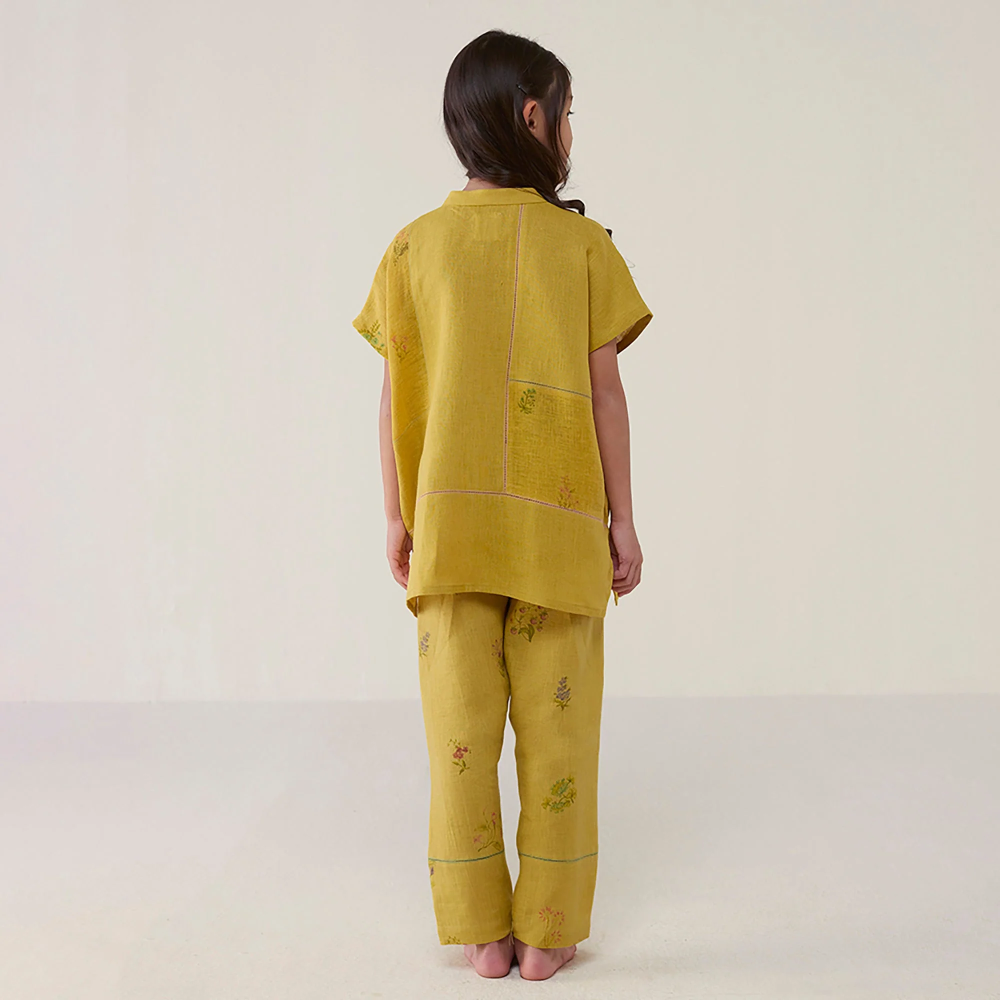 Aboli Patchwork Linen Co-ord Set - Ochre - Image 8