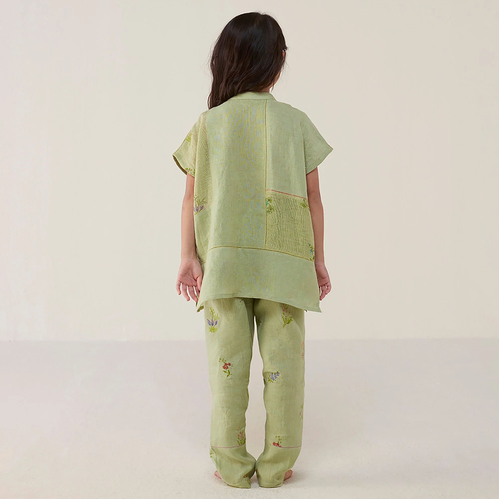 Aboli Patchwork Linen Shirt - Mint - Image 4