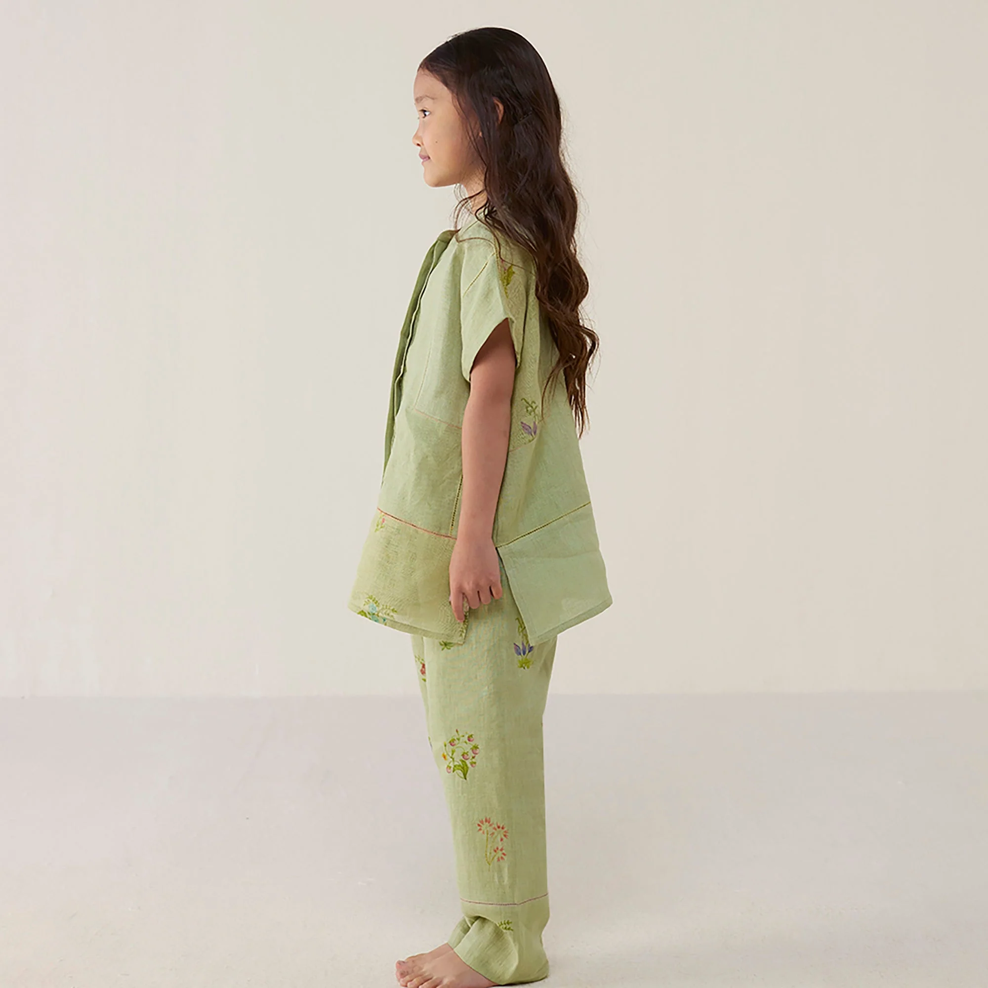 Aboli Patchwork Linen Shirt - Mint - Image 5