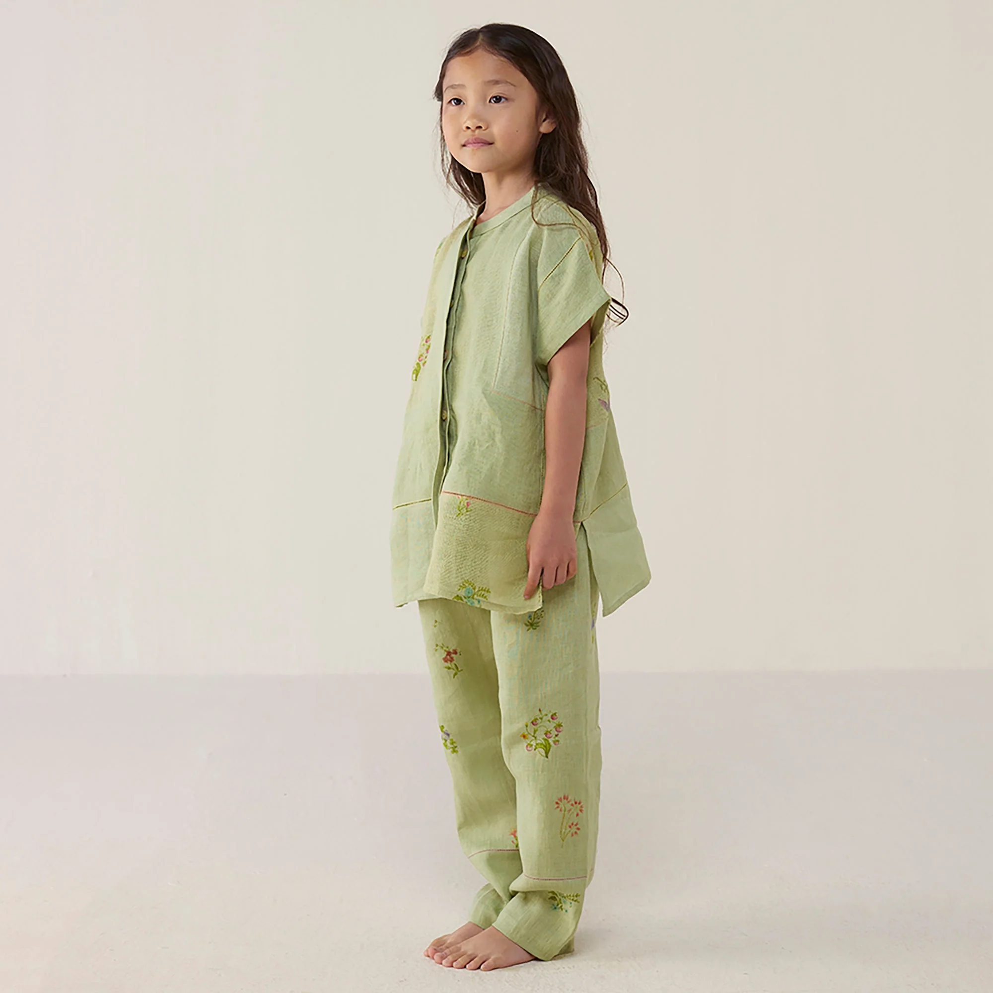 Aboli Patchwork Linen Shirt - Mint - Image 6