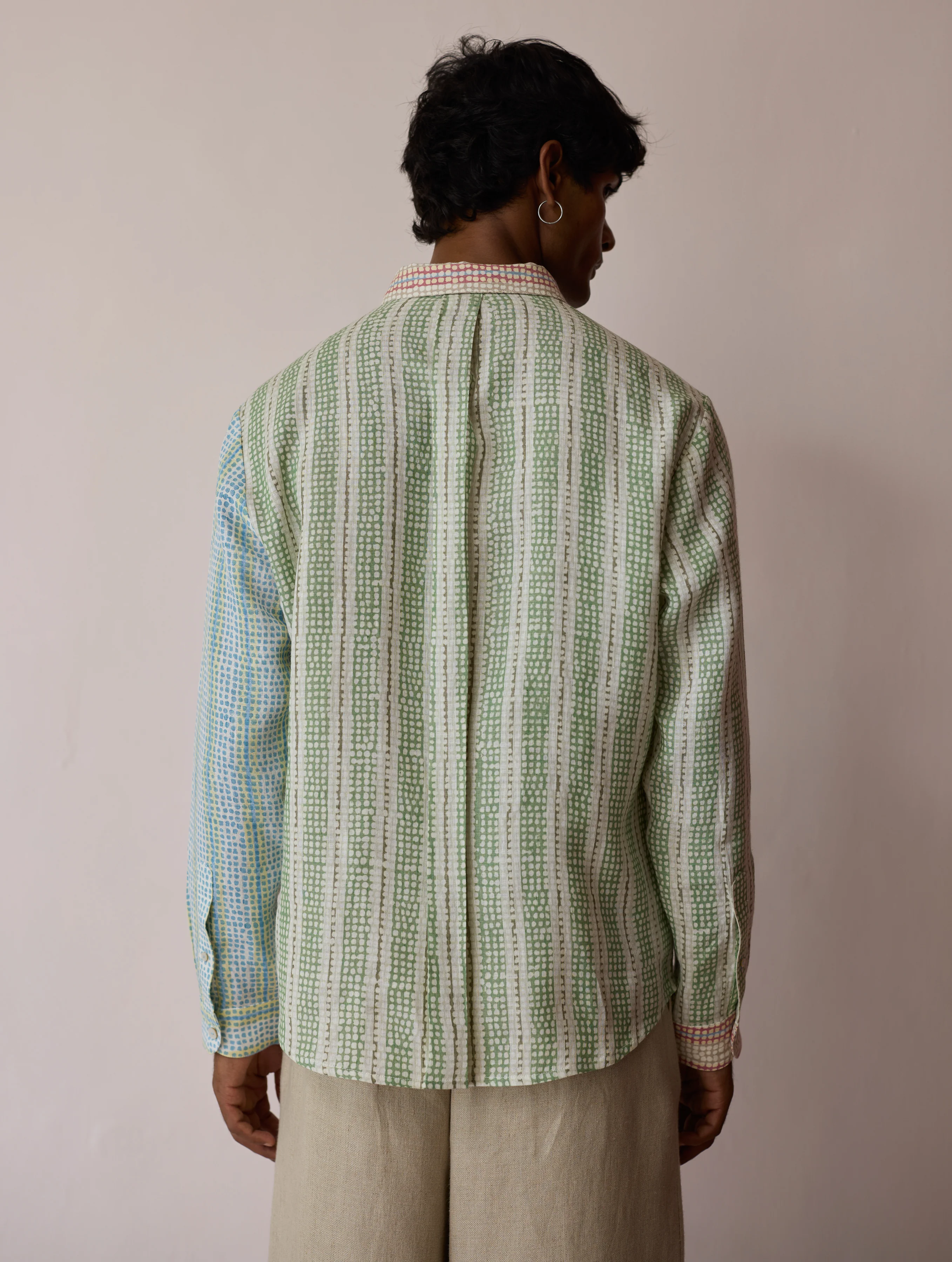 Akana Block-Printed Patchwork Linen Shirt - Image 9