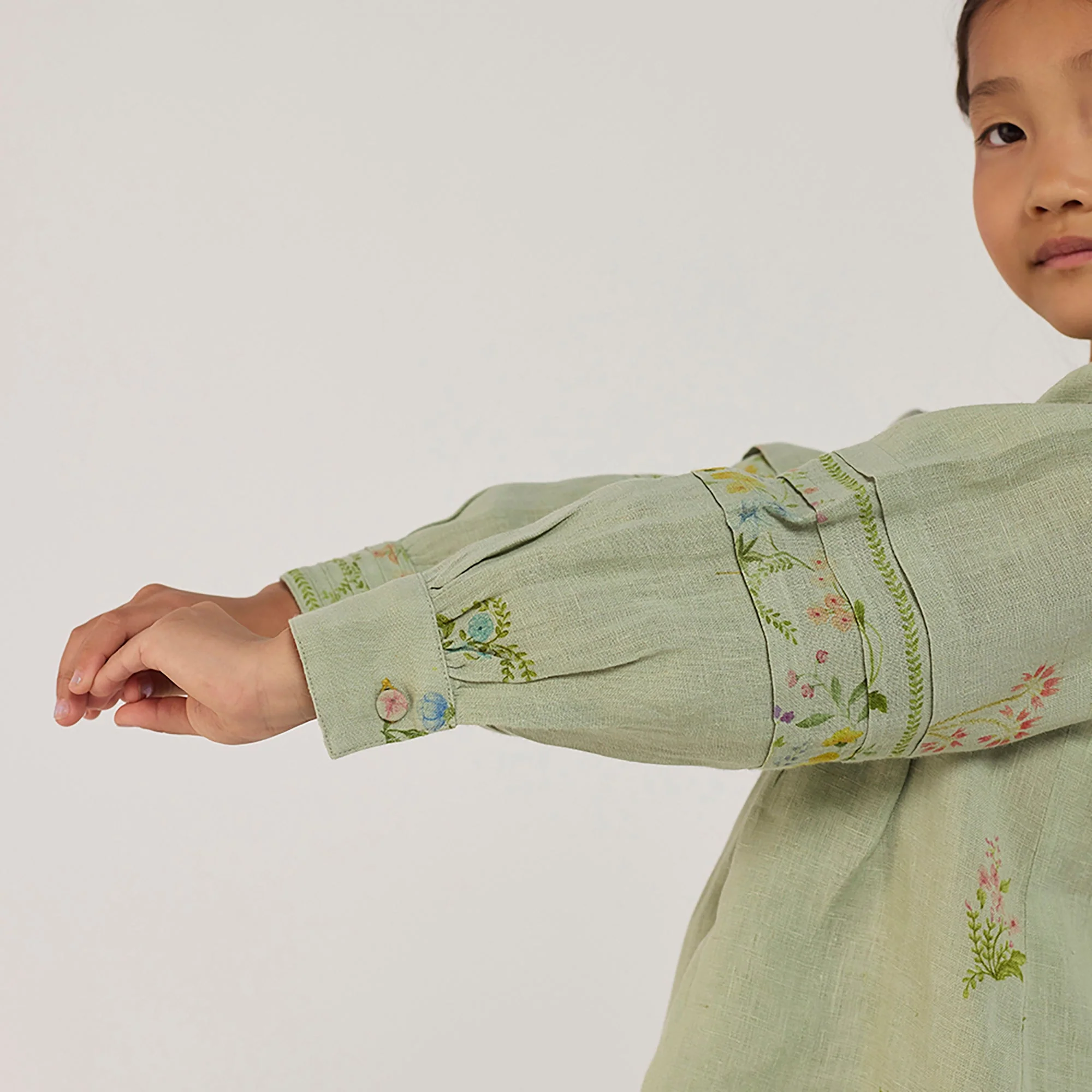 Akavi Pleated Floral Linen Co-ord Set - Mint - Image 6