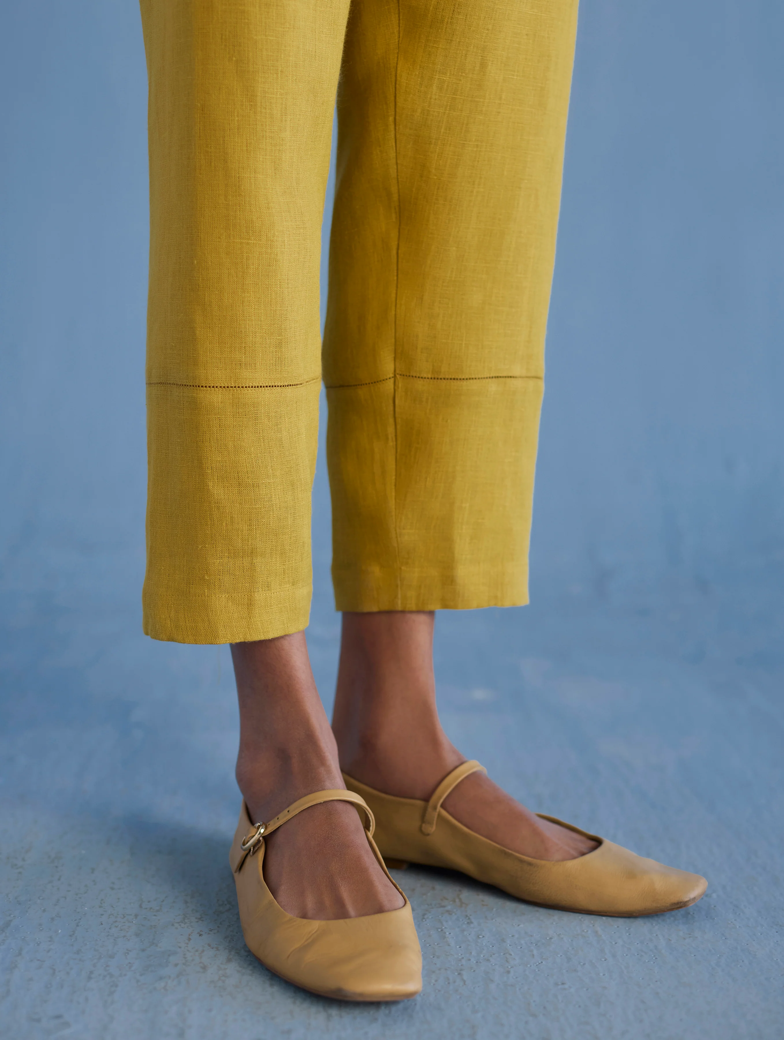 Akavi Pleated Floral Linen Co-ord Set  - Ochre - Image 8