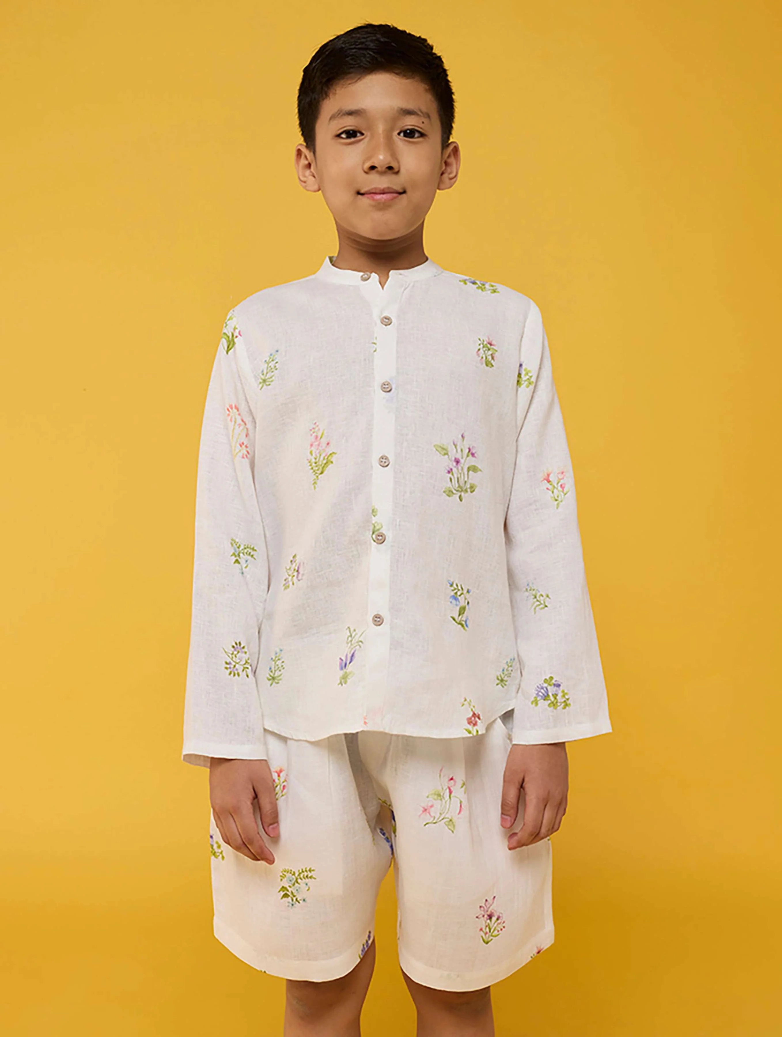 Akio Floral Linen Co-ord Set - White