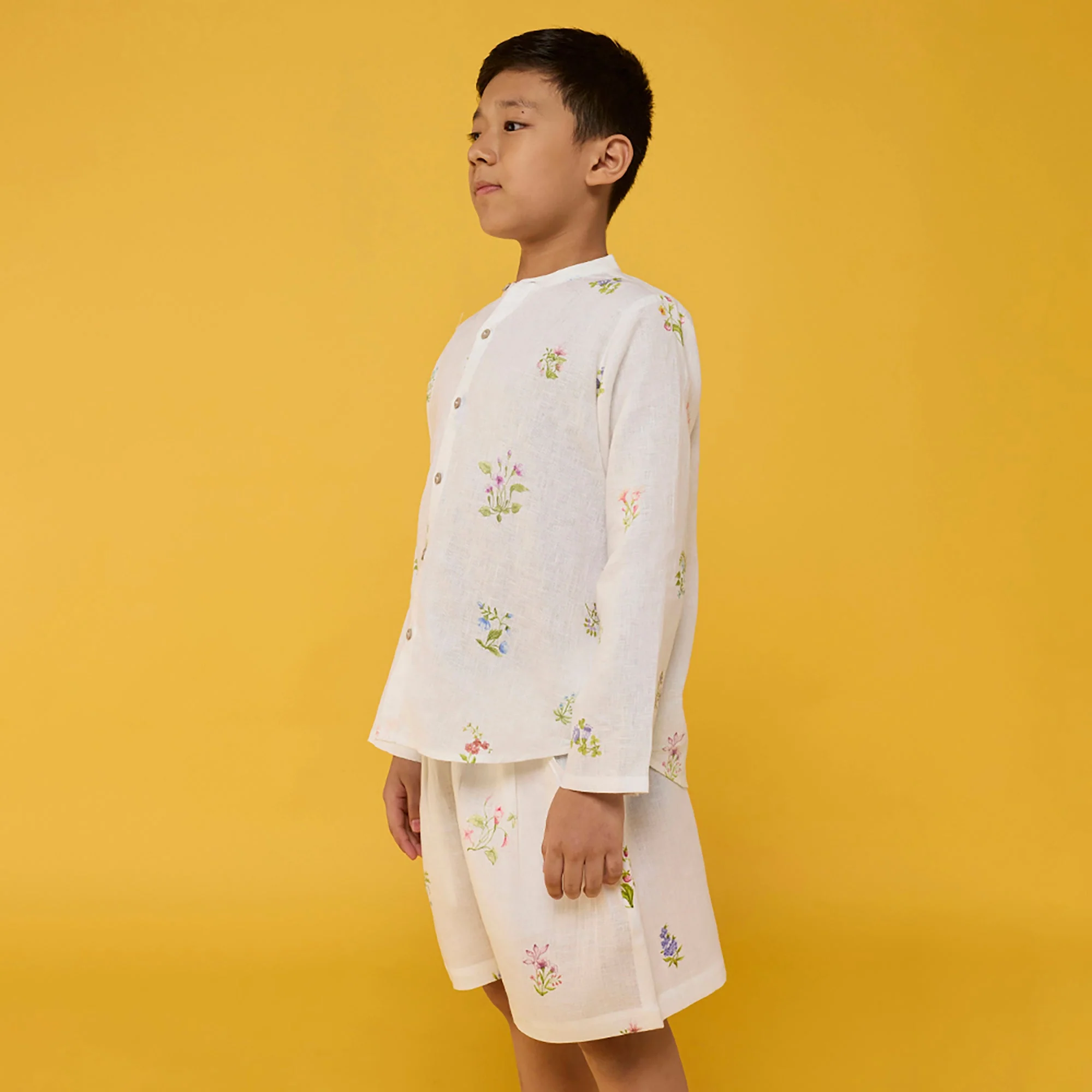 Akio Floral Linen Co-ord Set - White - Image 2