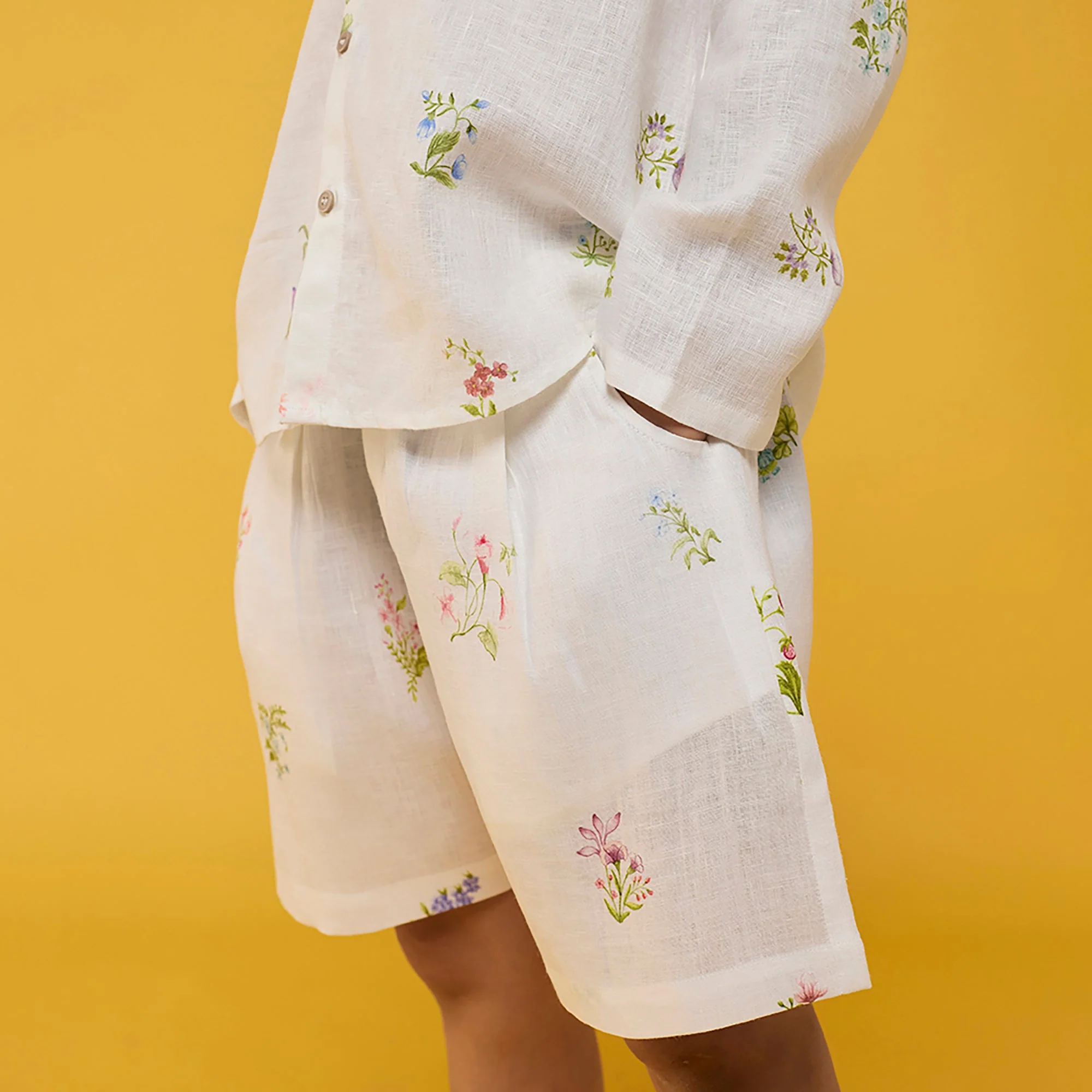 Akio Floral Linen Co-ord Set - White - Image 3