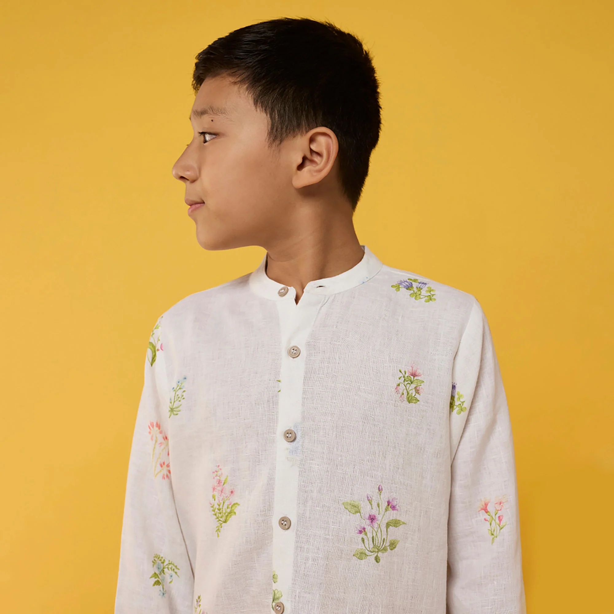 Akio Floral Linen Co-ord Set - White - Image 4