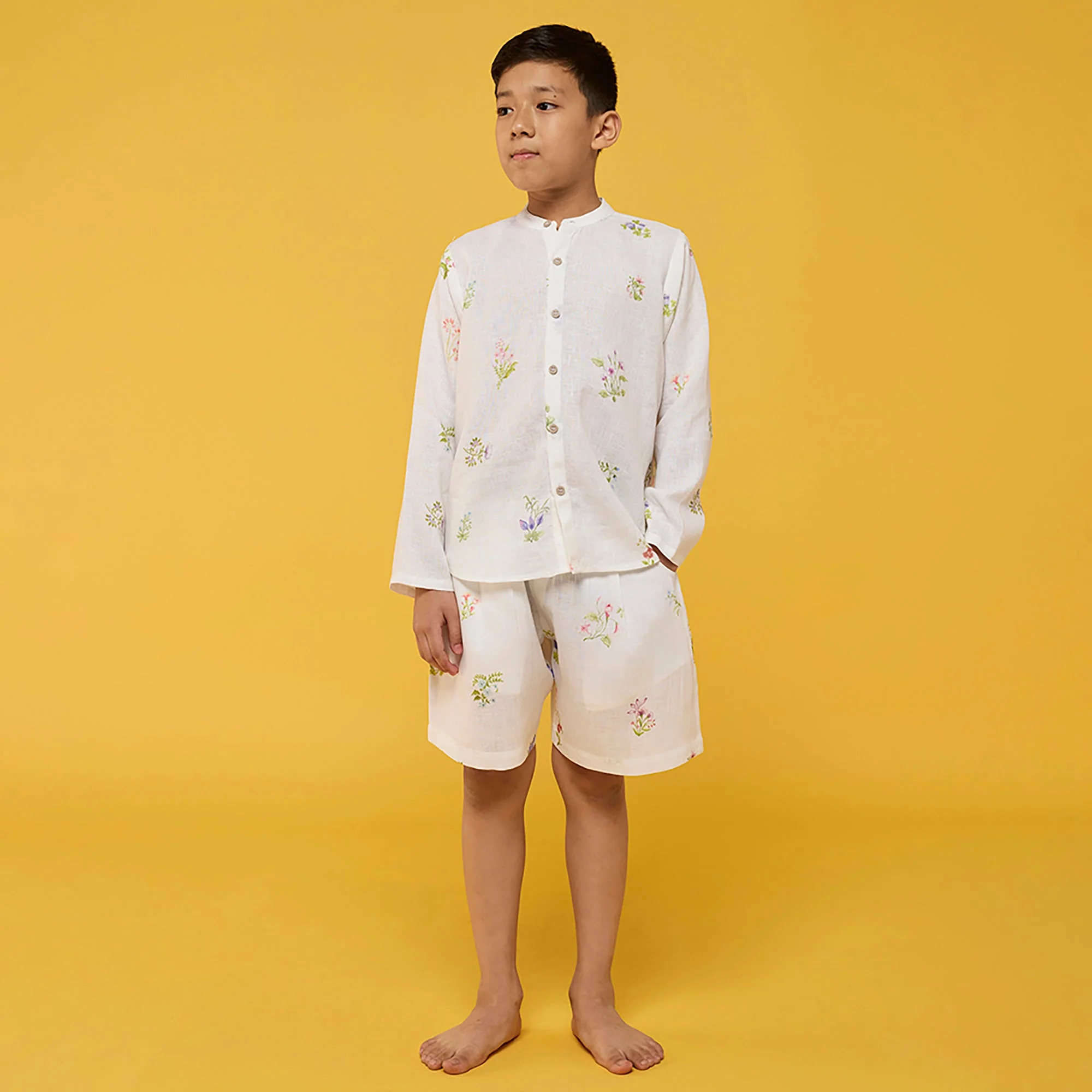 Akio Floral Linen Co-ord Set - White - Image 5