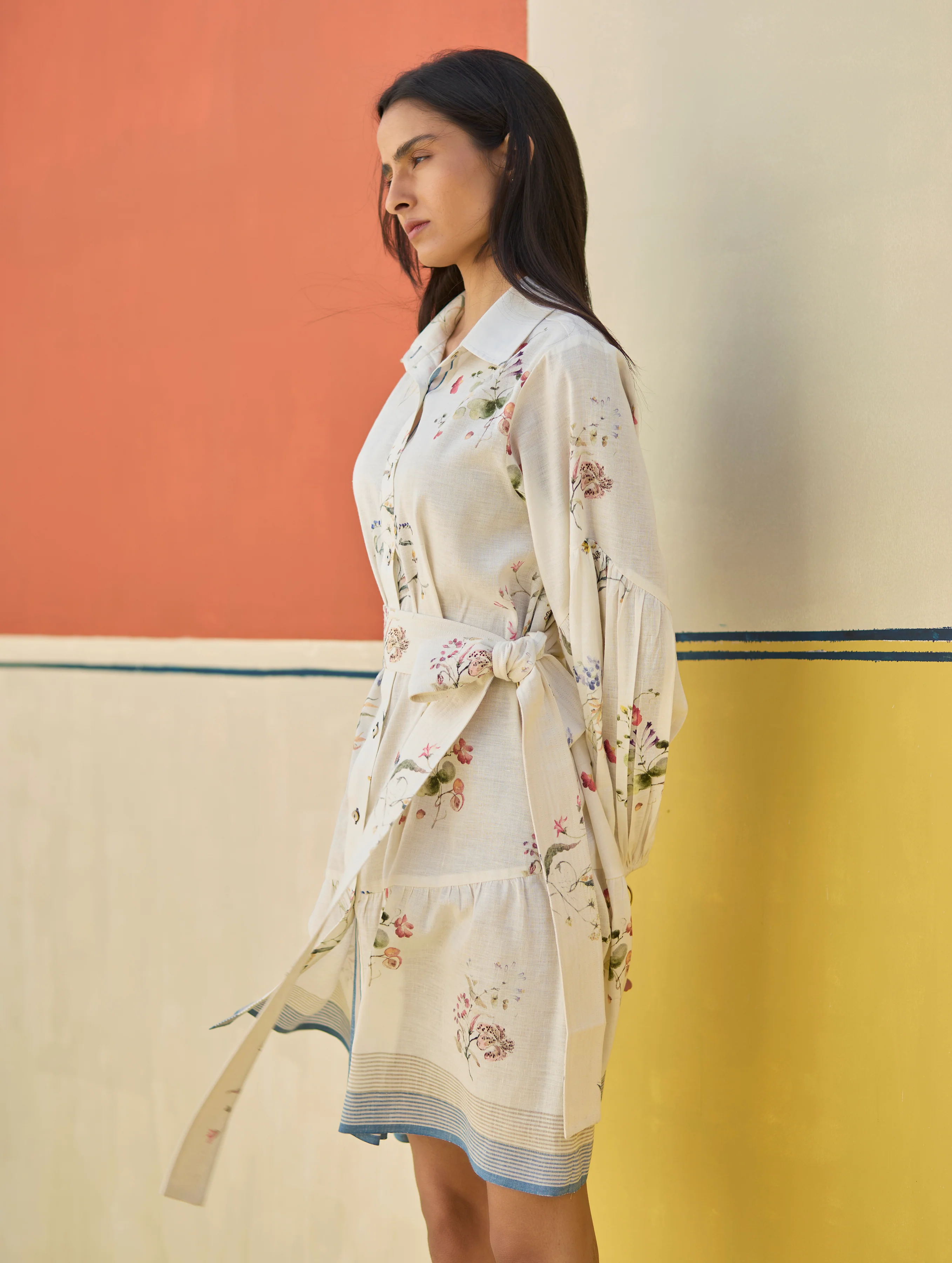 Alara Floral Shirt Dress - Ivory - Image 2