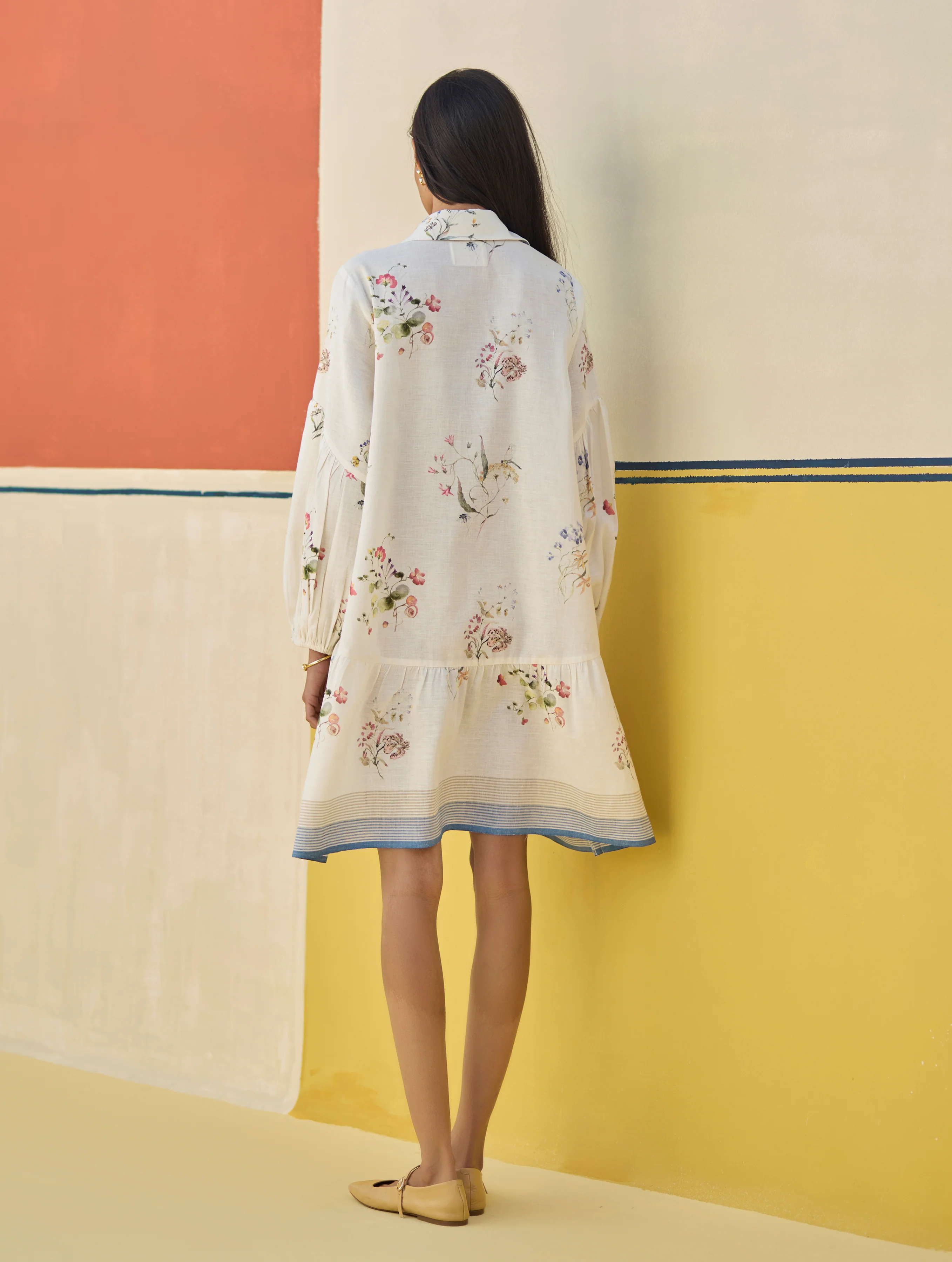 Alara Floral Shirt Dress - Ivory - Image 4