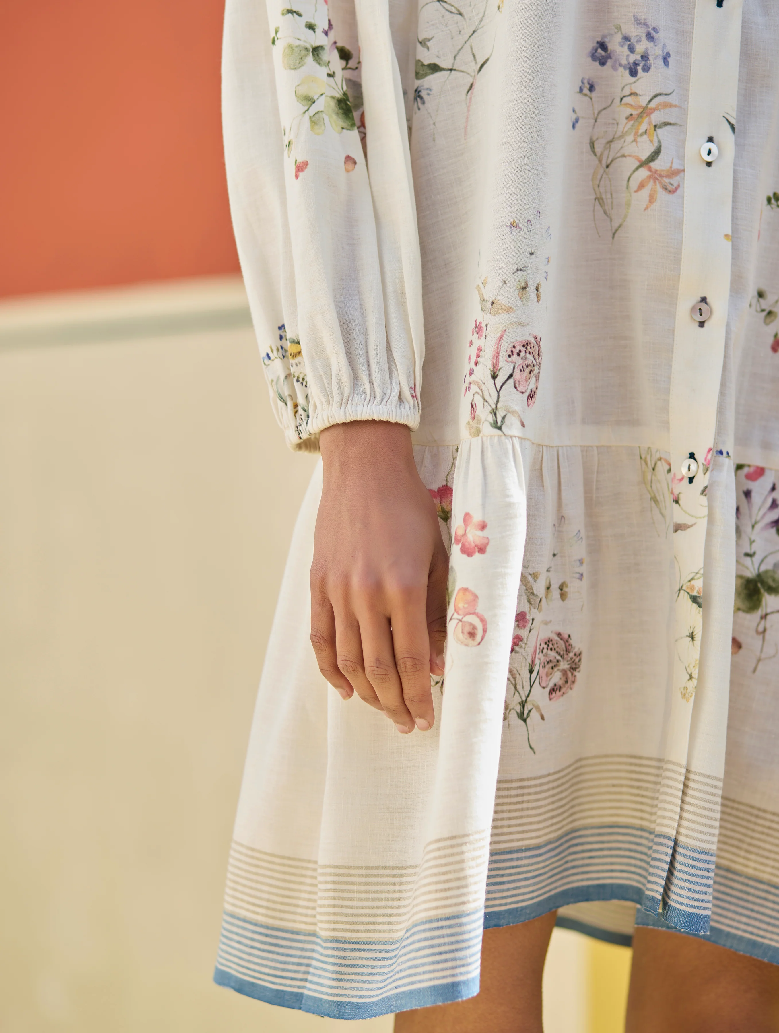Alara Floral Shirt Dress - Ivory - Image 5