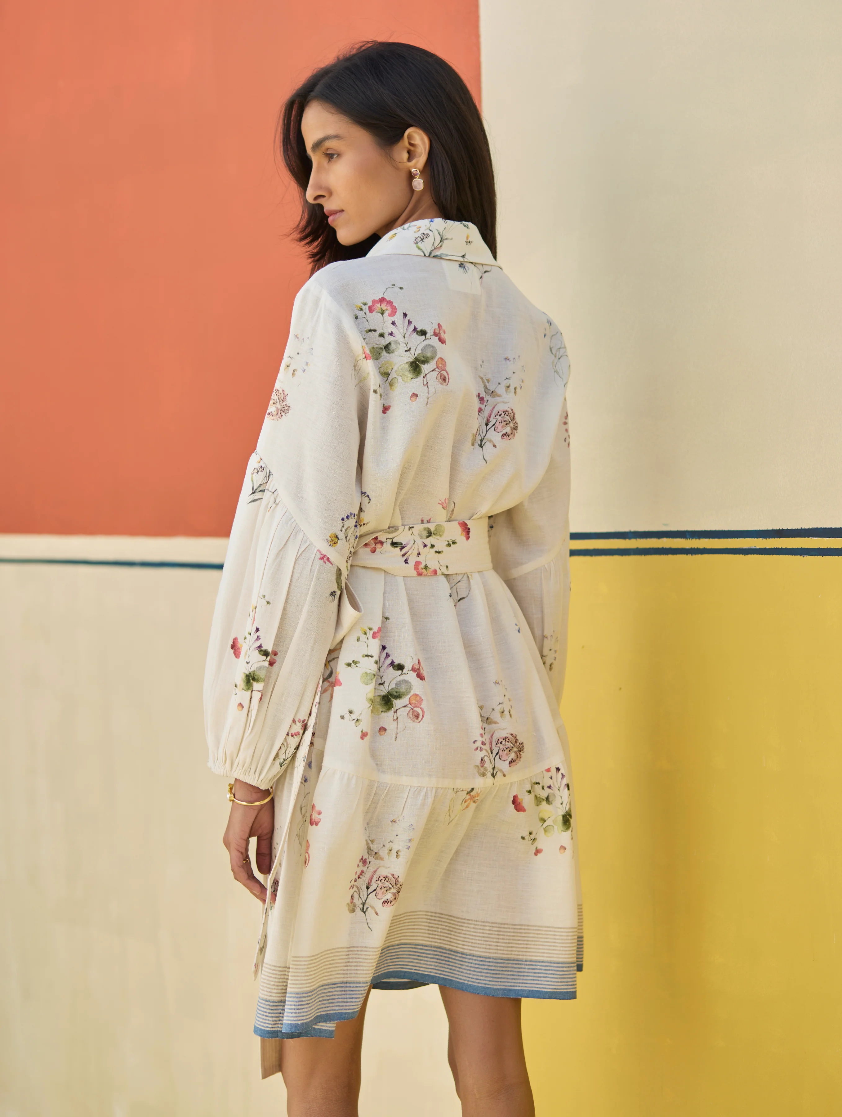 Alara Floral Shirt Dress - Ivory - Image 6