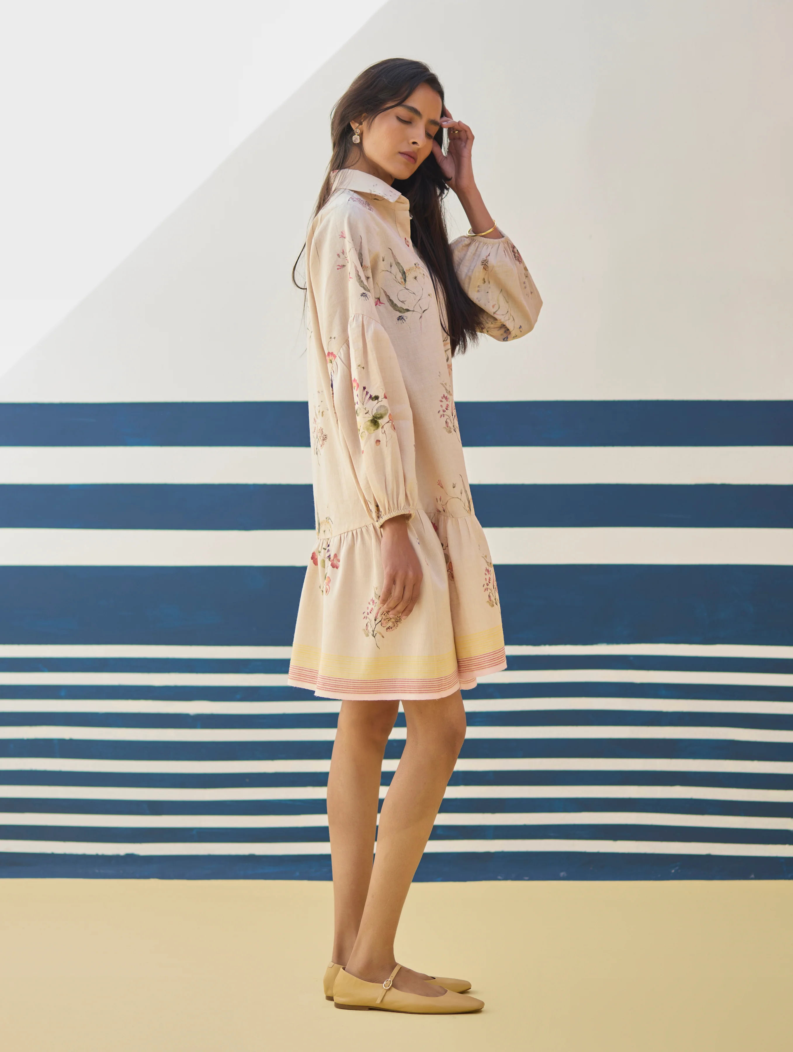 Alara Floral Shirt Dress - Sand - Image 5