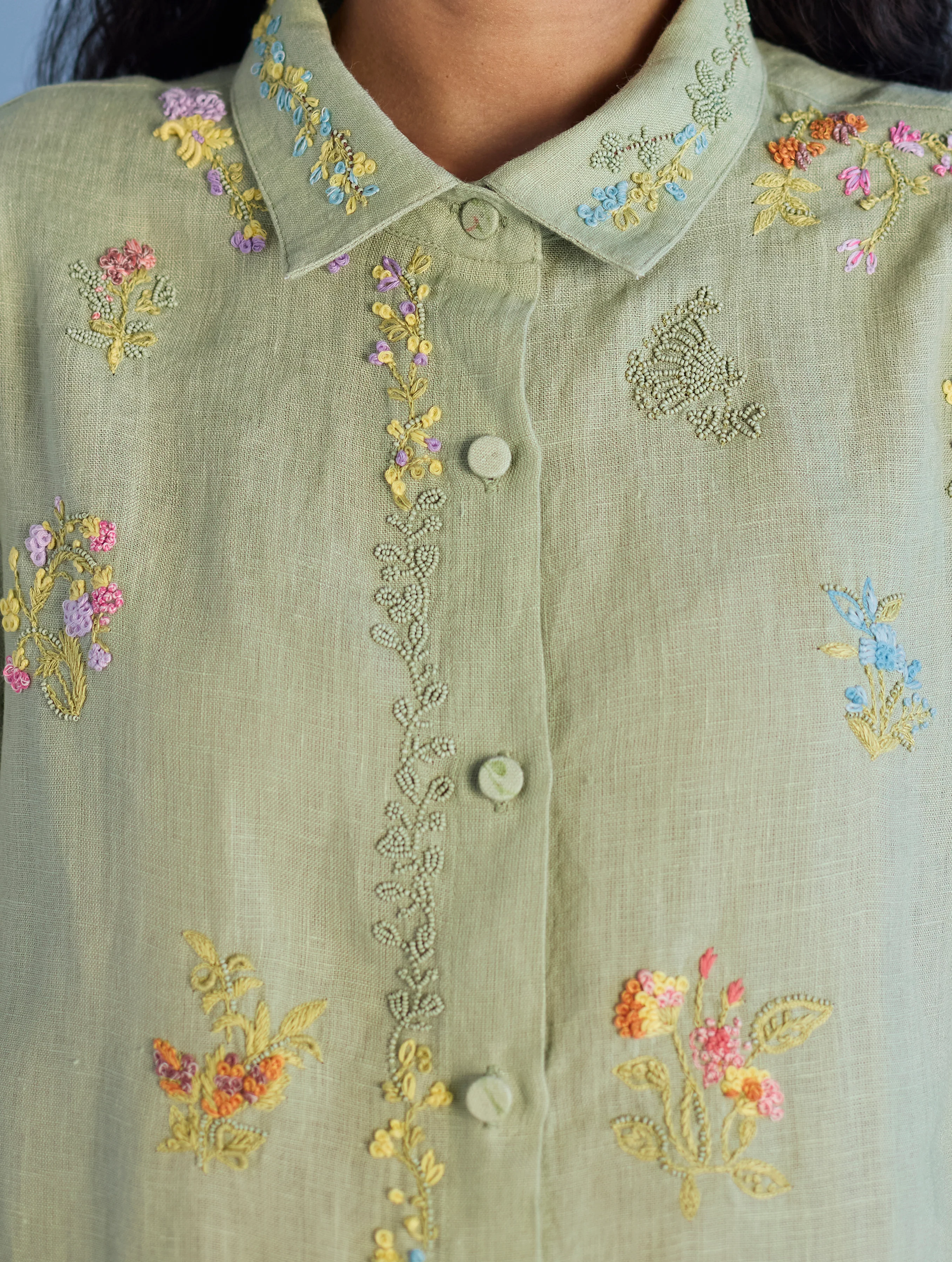 Alila Hand-Embroidered Co-ord Set - Mint - Image 2