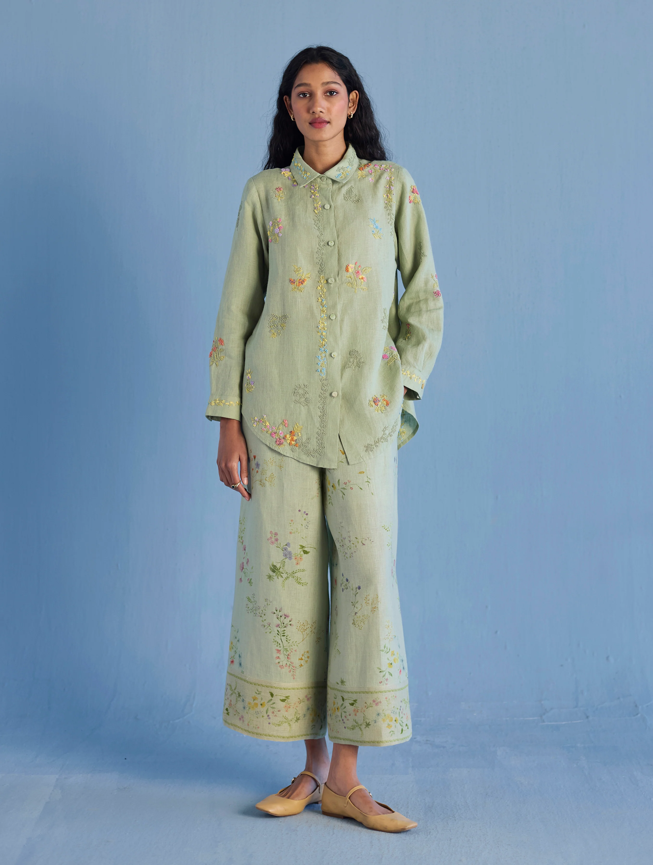 Alila Hand-Embroidered Co-ord Set - Mint - Image 3