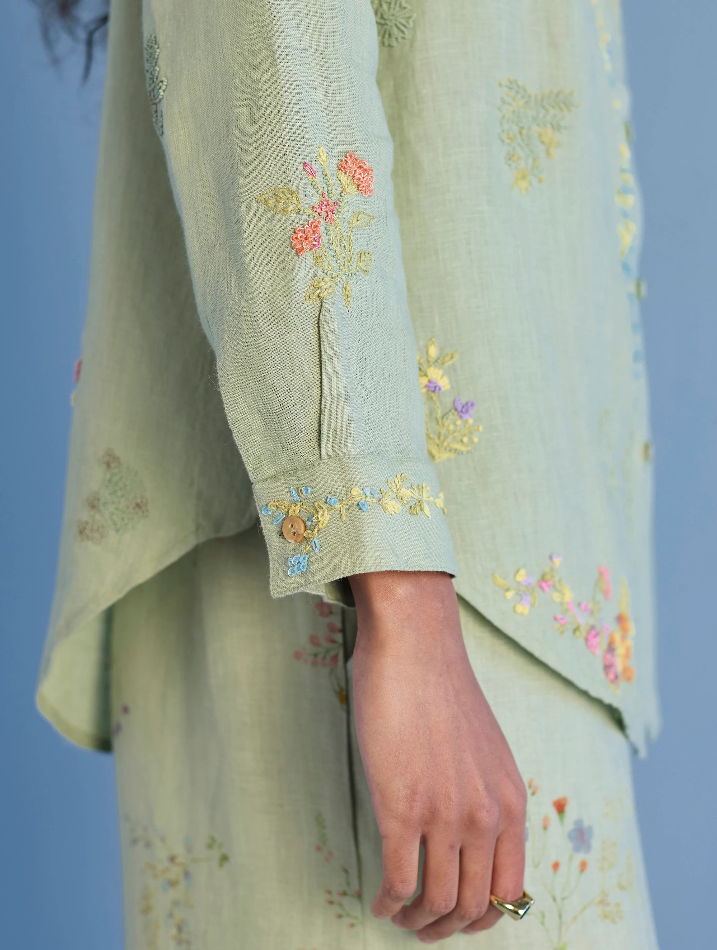 Alila Hand-Embroidered Co-ord Set - Mint - Image 4