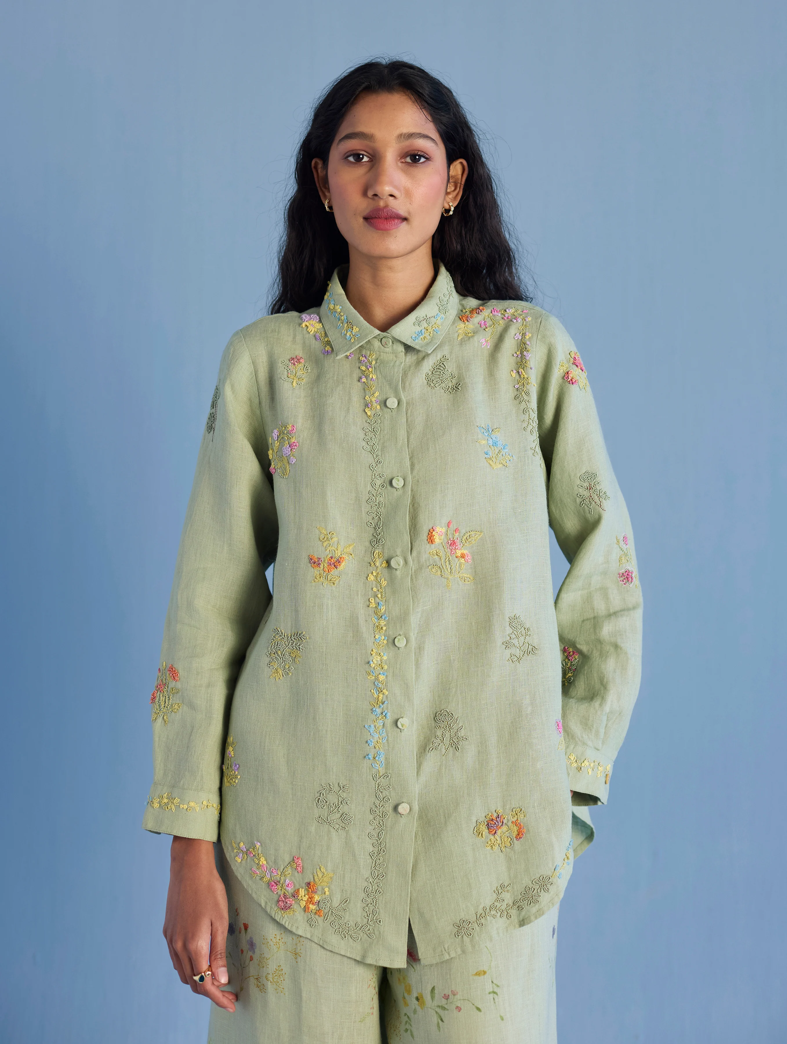 Alila Hand-Embroidered Co-ord Set - Mint - Image 5