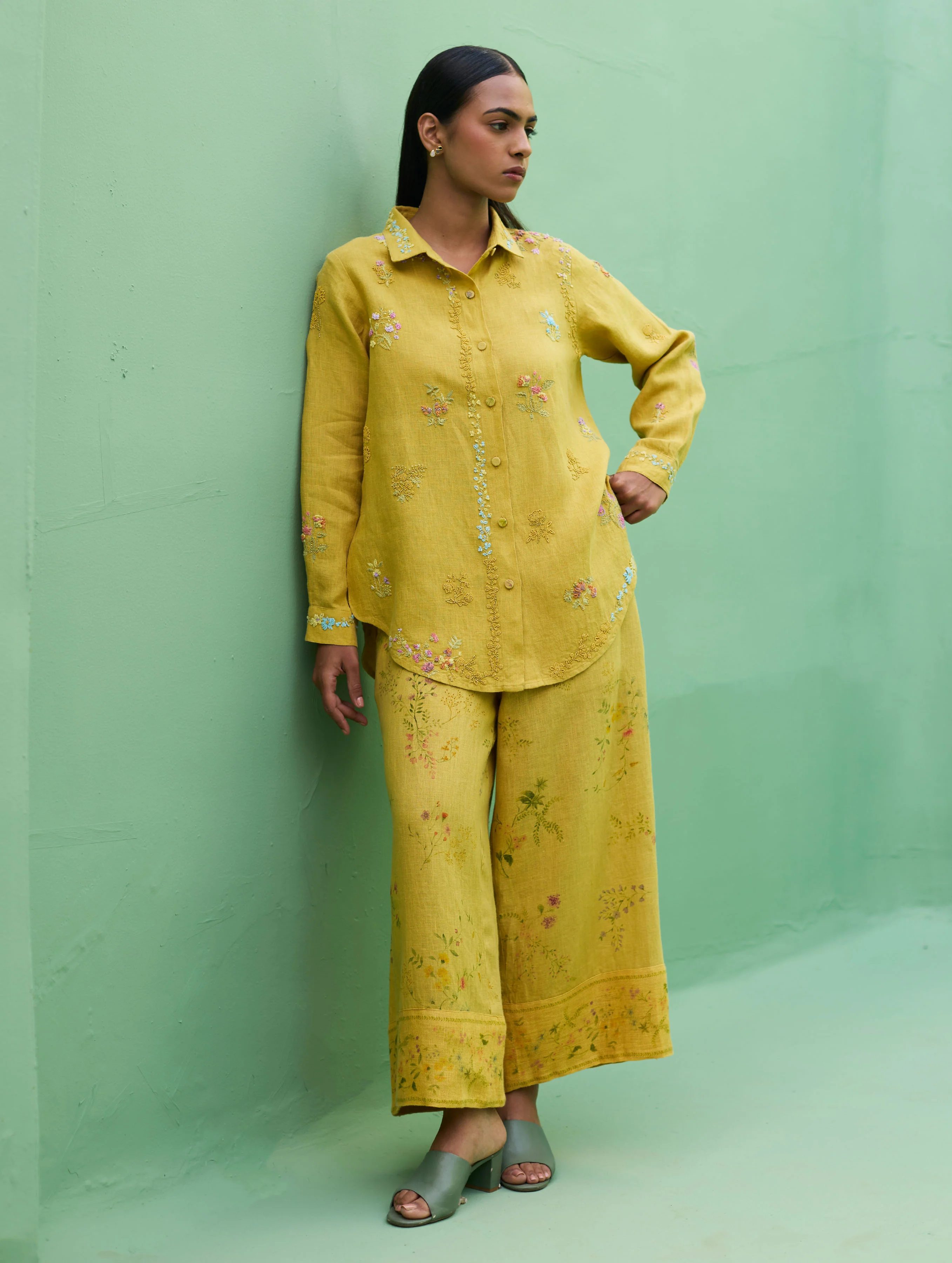 Alila Hand-Embroidered Co-ord Set - Ochre - Image 10