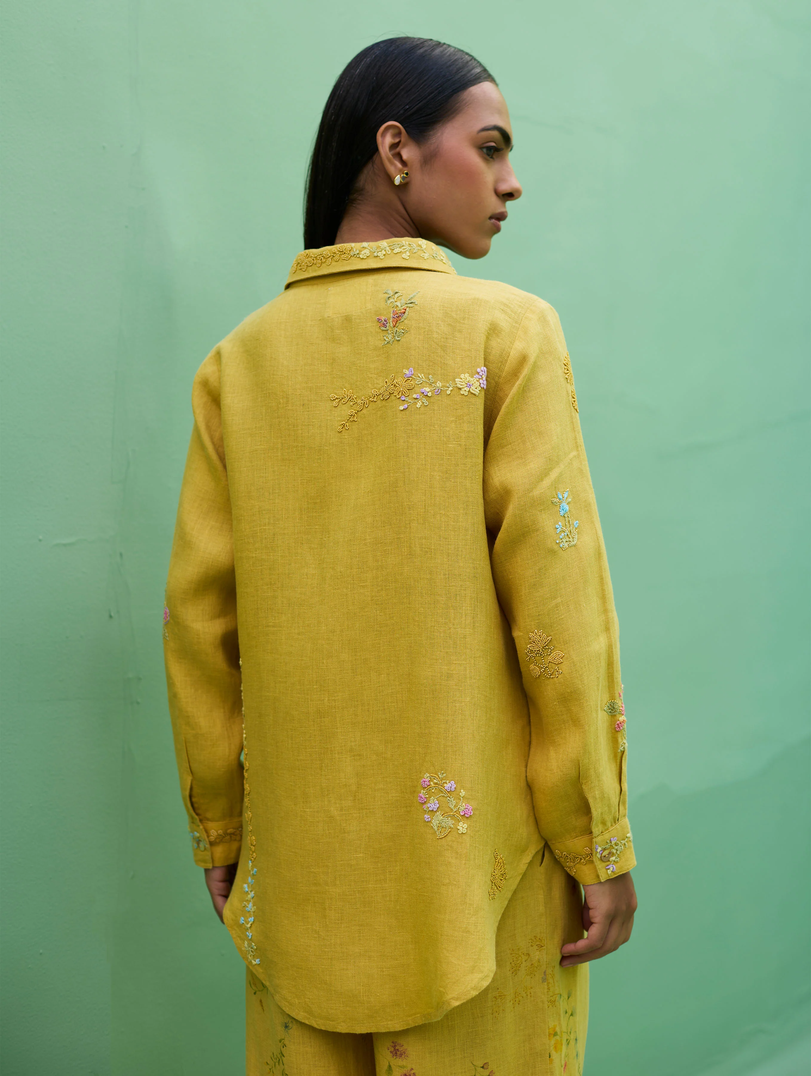 Alila Hand-Embroidered Co-ord Set - Ochre - Image 13