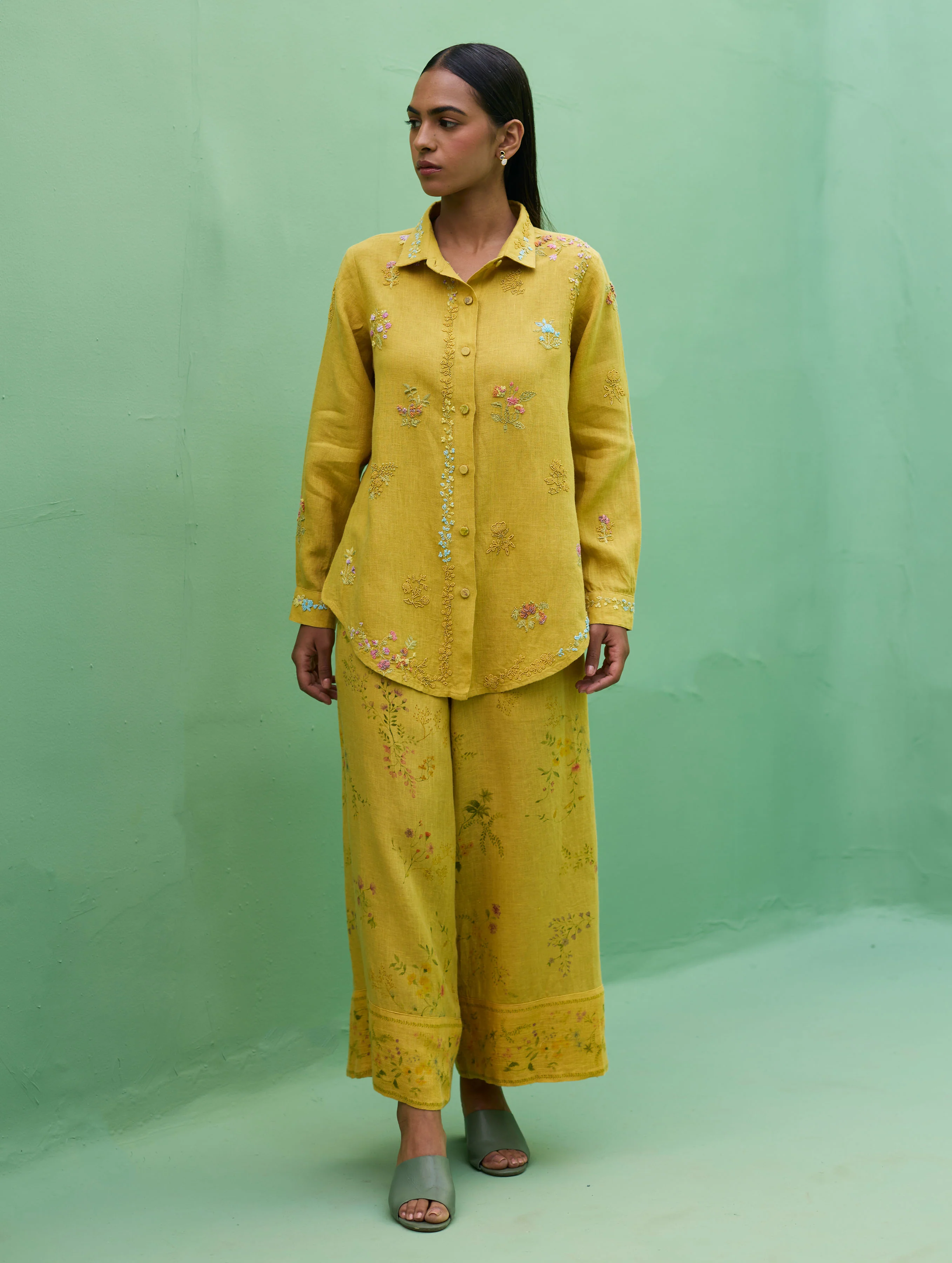 Alila Hand-Embroidered Co-ord Set - Ochre - Image 4