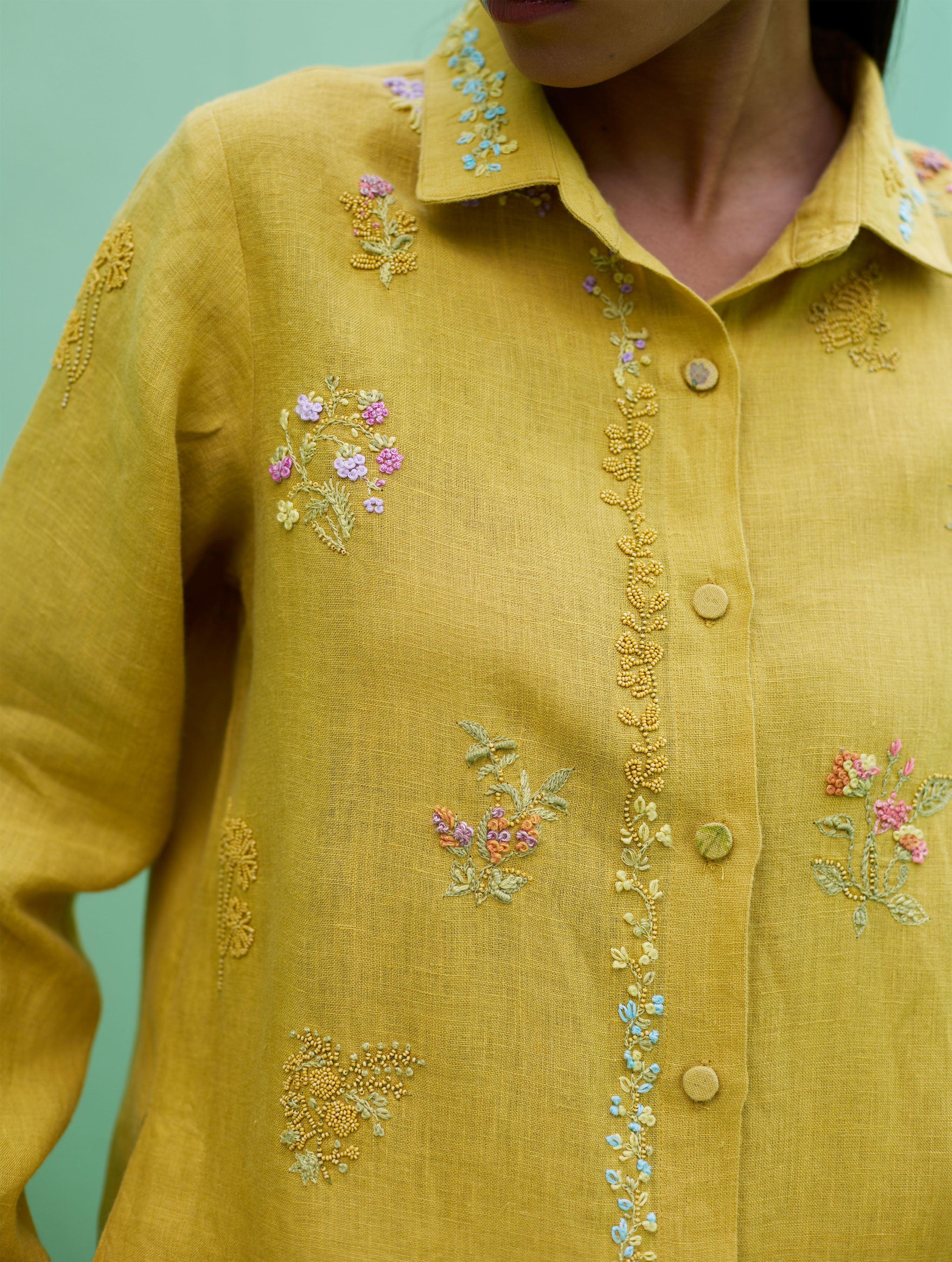 Alila Hand-Embroidered Co-ord Set - Ochre - Image 7