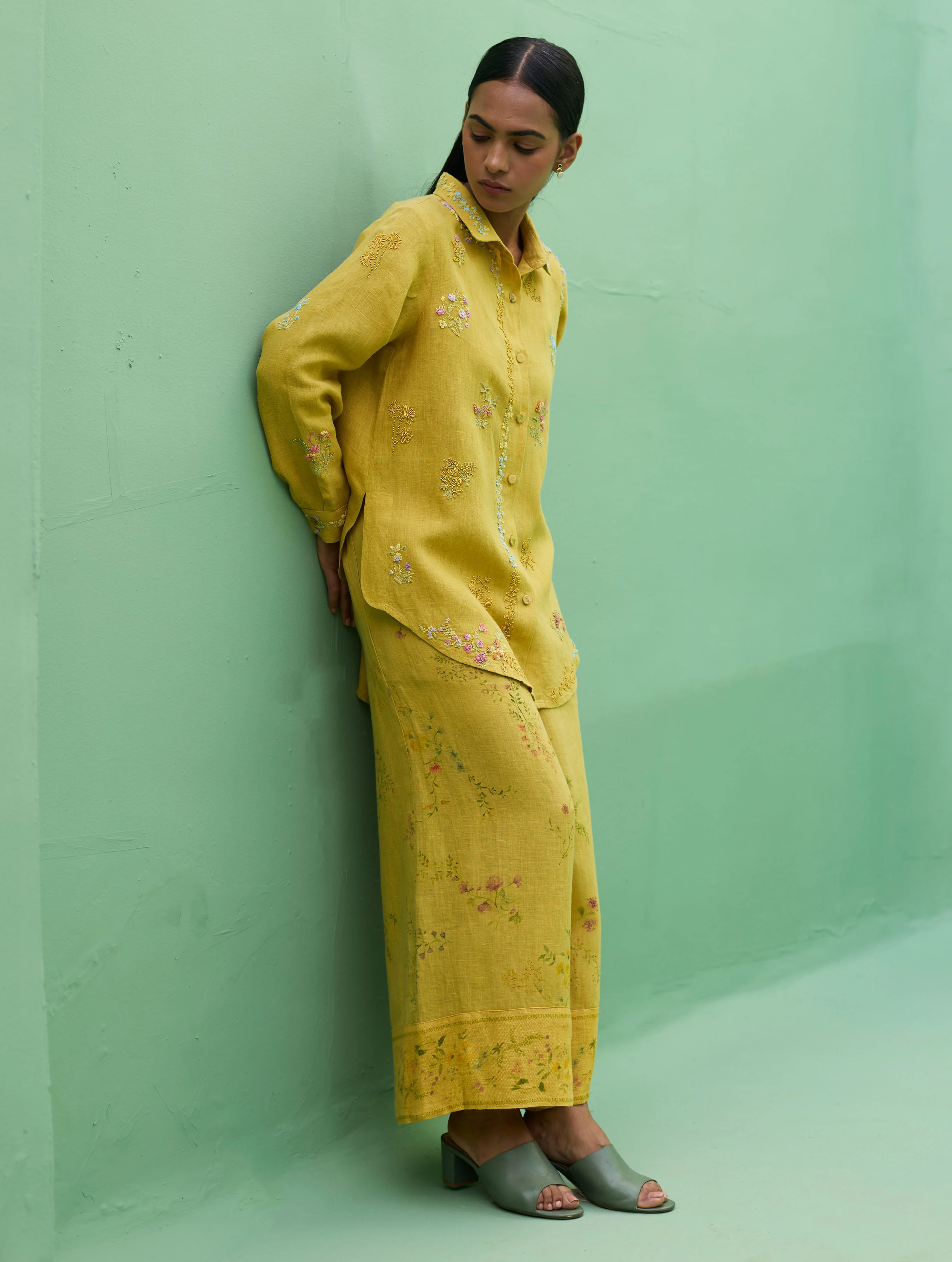 Alila Hand-Embroidered Co-ord Set - Ochre - Image 5