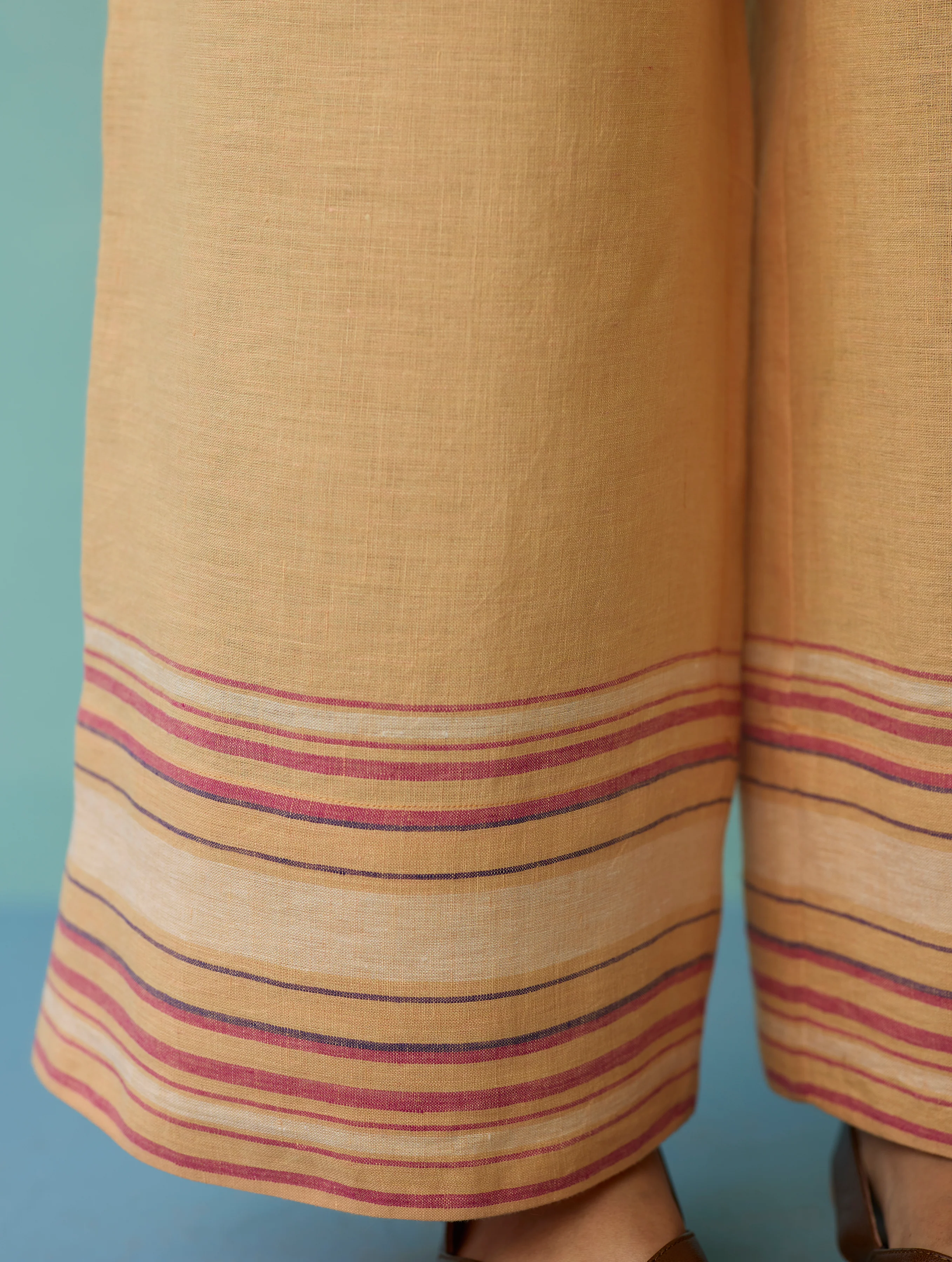 Alina Border Linen Pants - Apricot - Image 2