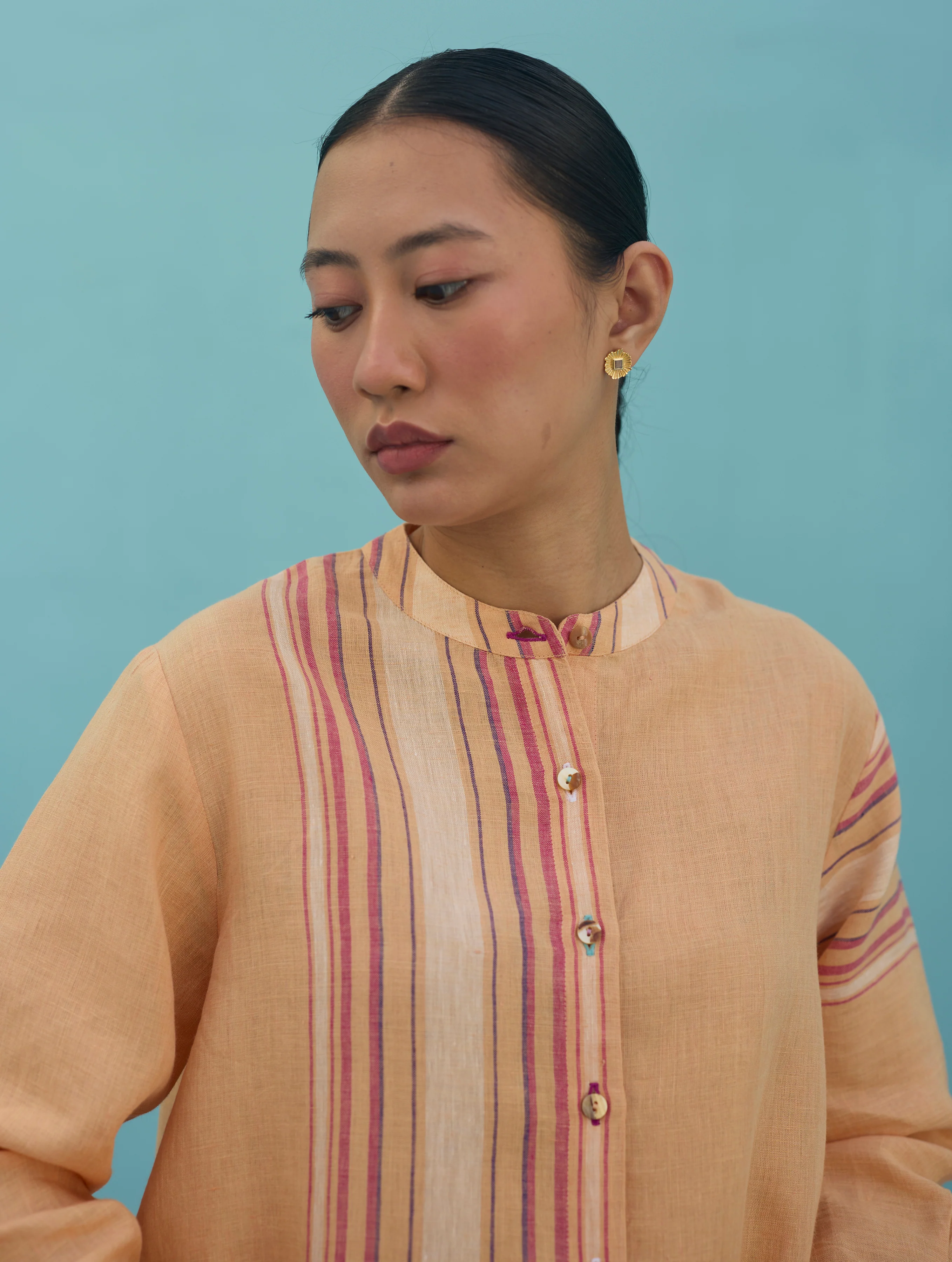 Amaya Border Linen Co-ord Set - Apricot - Image 10