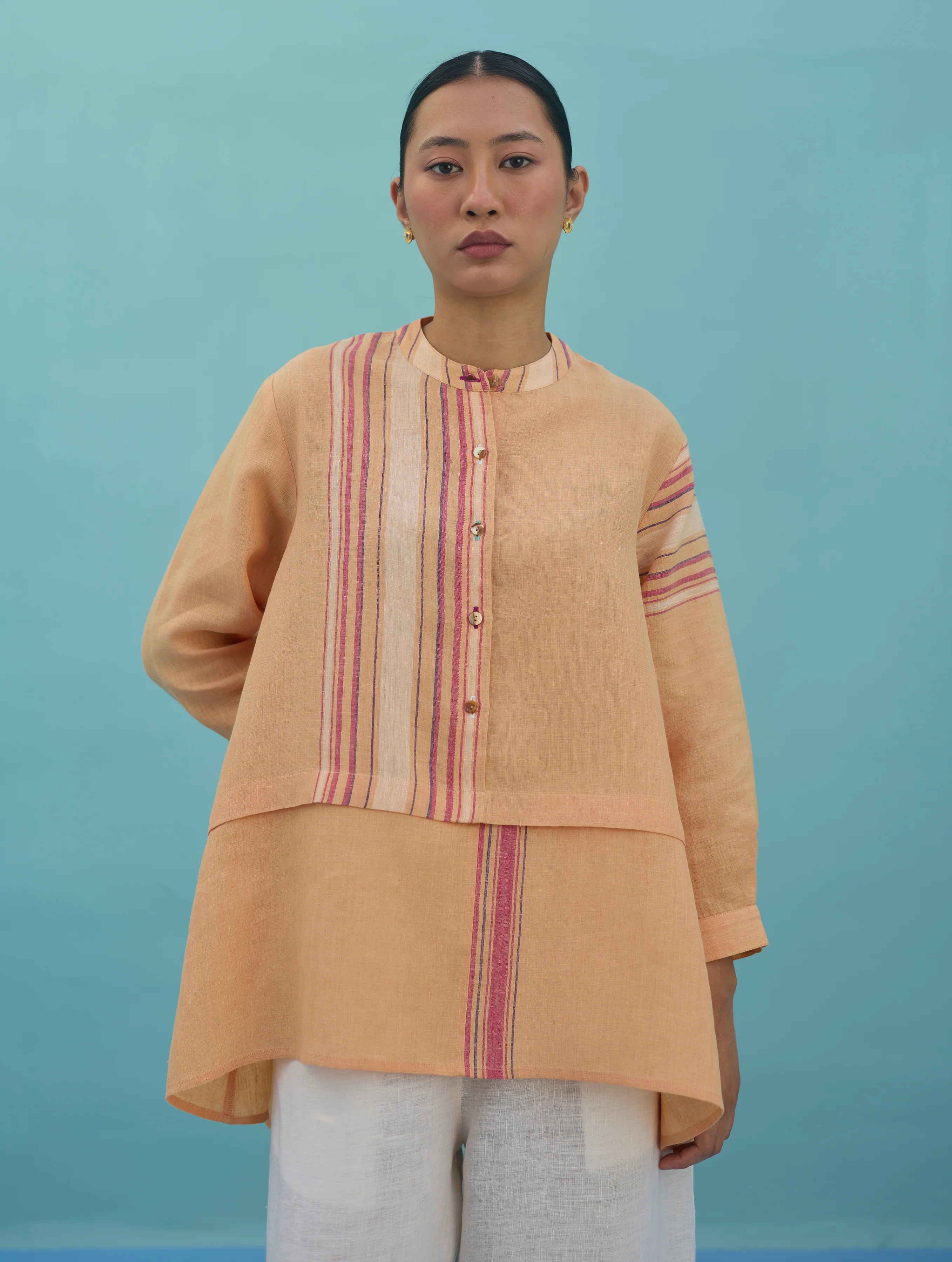 Amaya Border Linen Co-ord Set - Apricot - Image 2