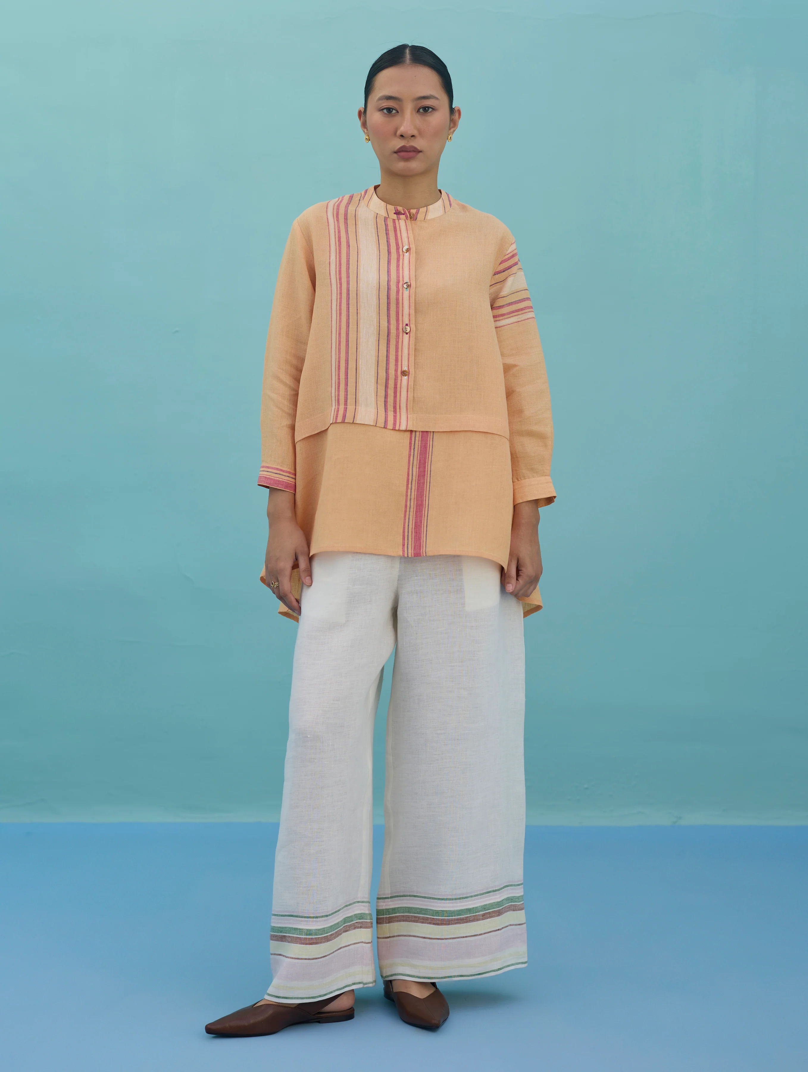 Amaya Border Linen Co-ord Set - Apricot - Image 3