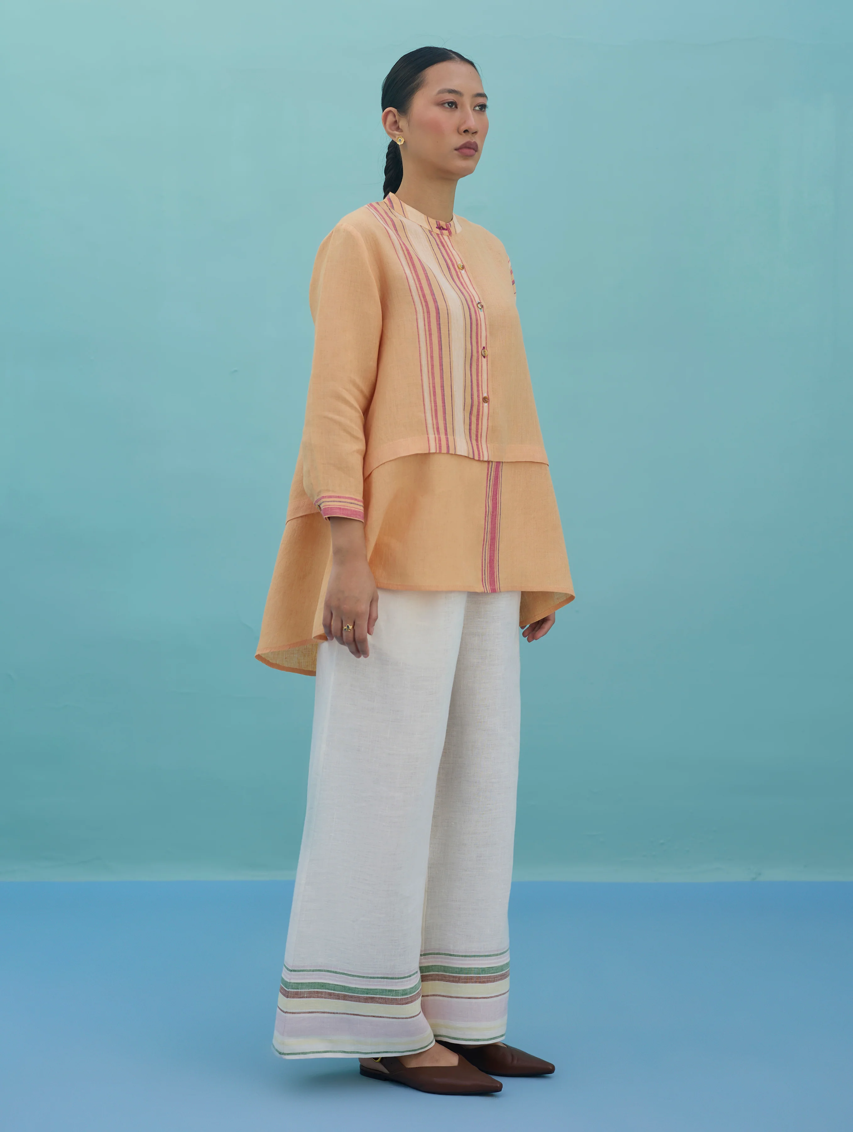 Amaya Border Linen Co-ord Set - Apricot - Image 5