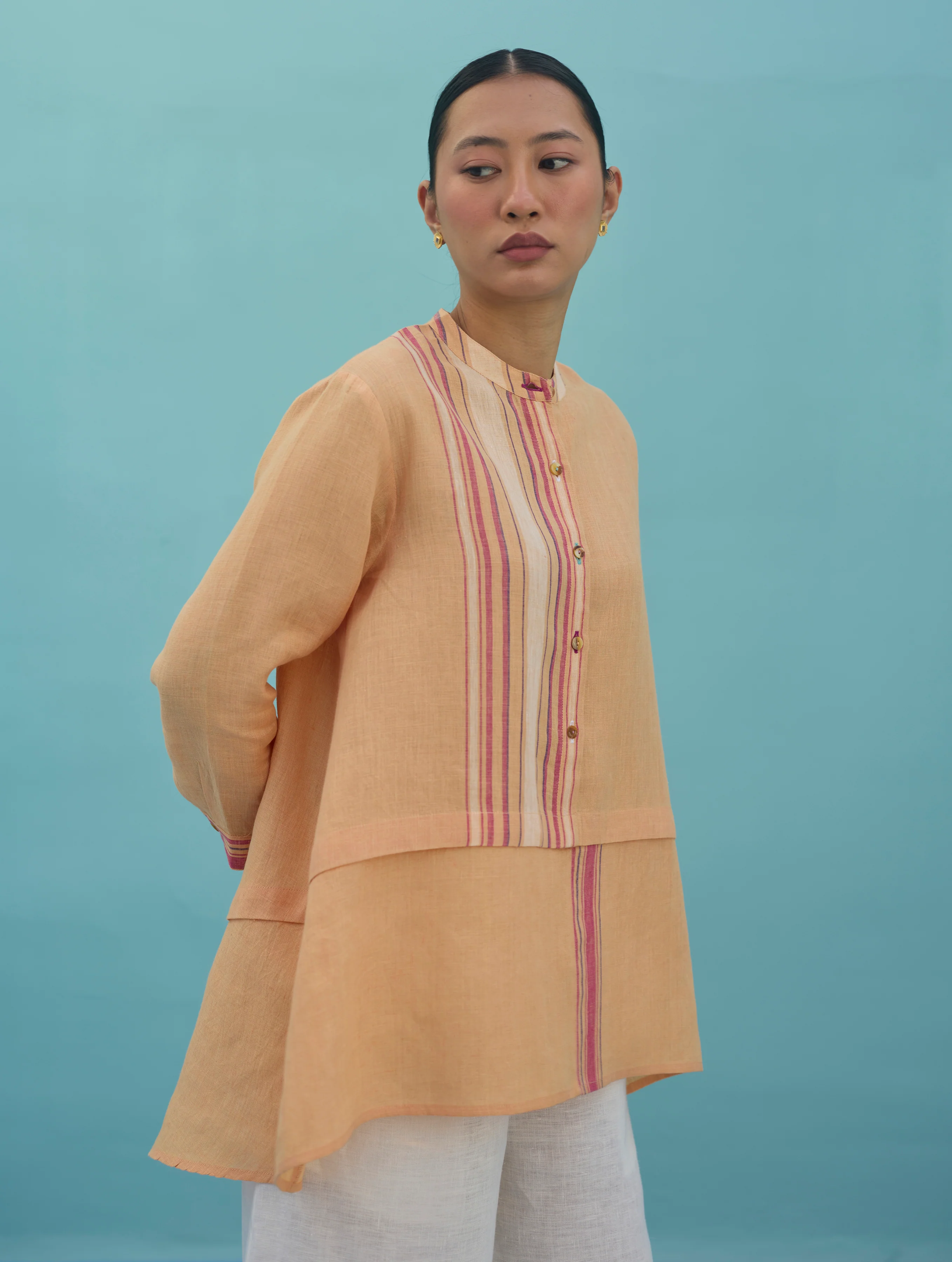 Amaya Border Linen Co-ord Set - Apricot - Image 6