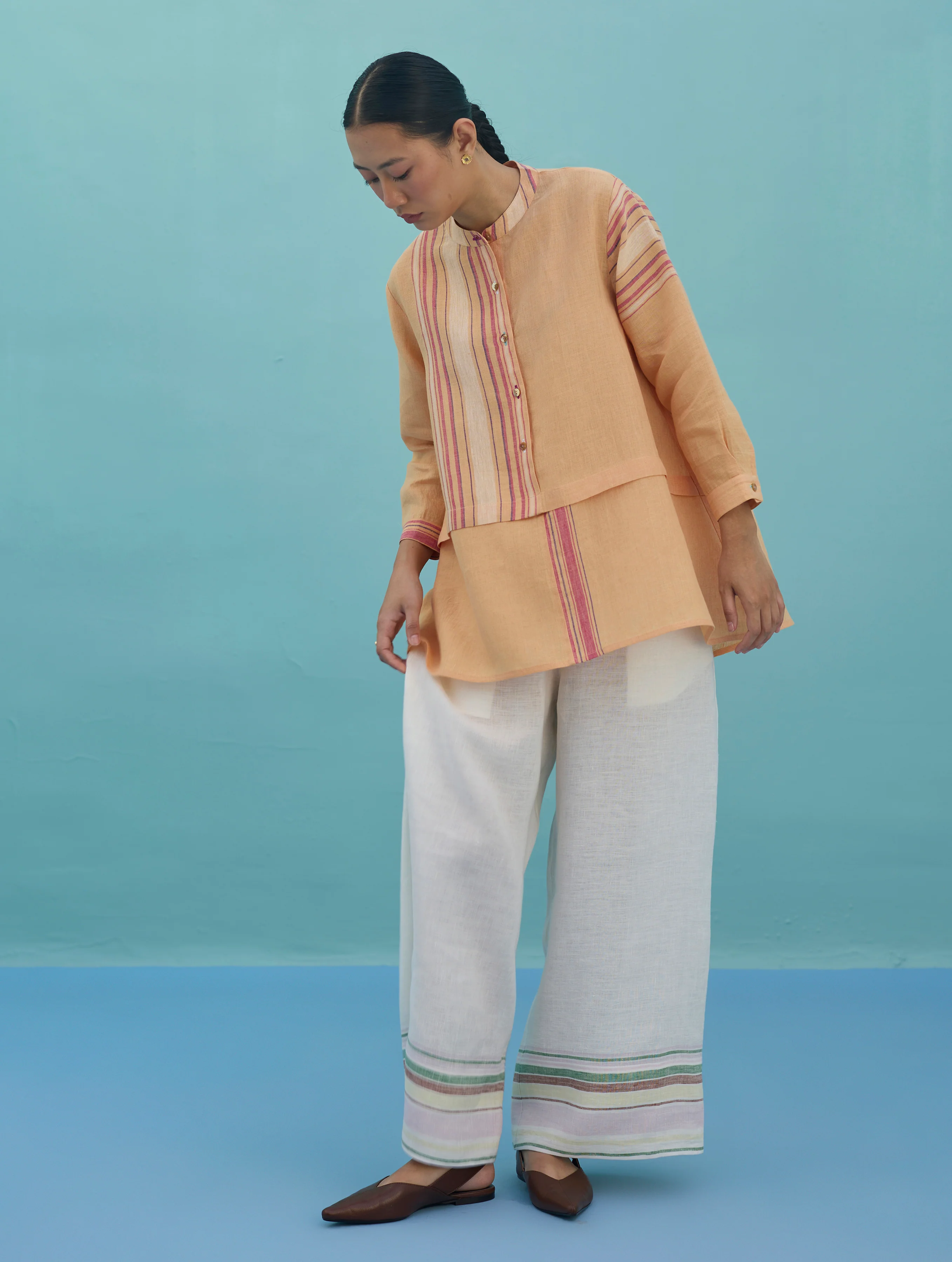Amaya Border Linen Co-ord Set - Apricot - Image 7
