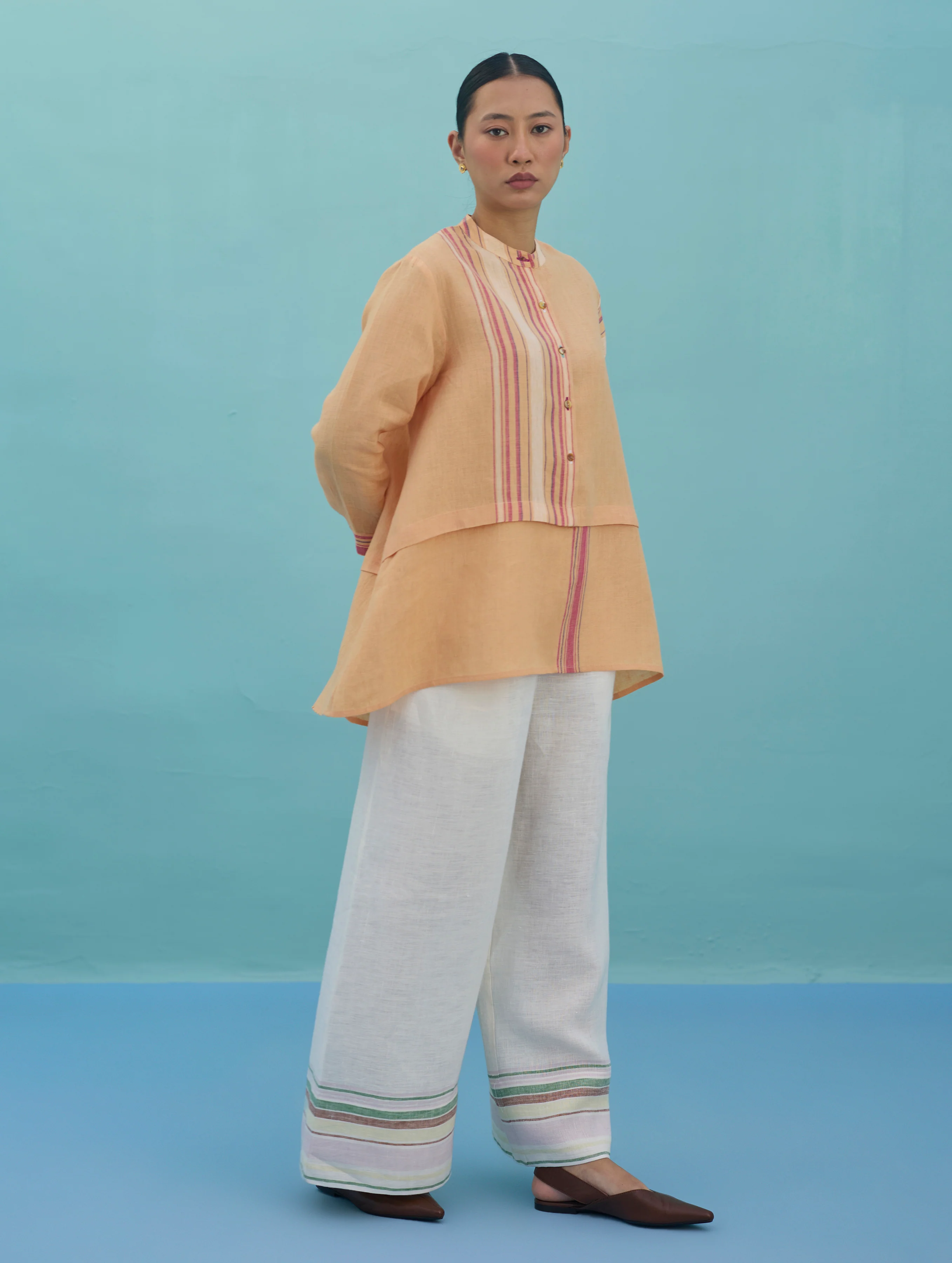 Amaya Border Linen Co-ord Set - Apricot - Image 9