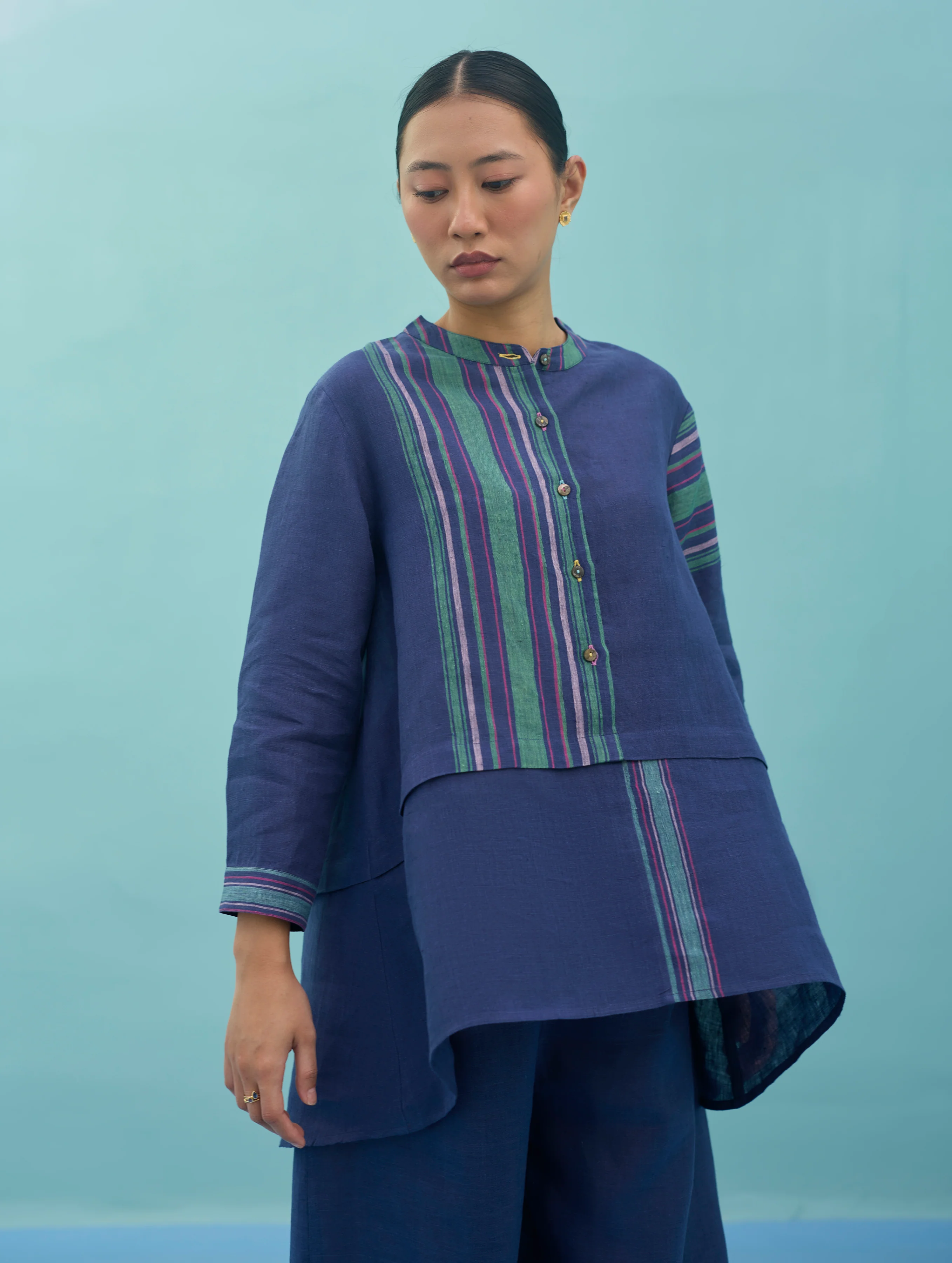 Amaya Border Linen Co-ord Set - Indigo - Image 4