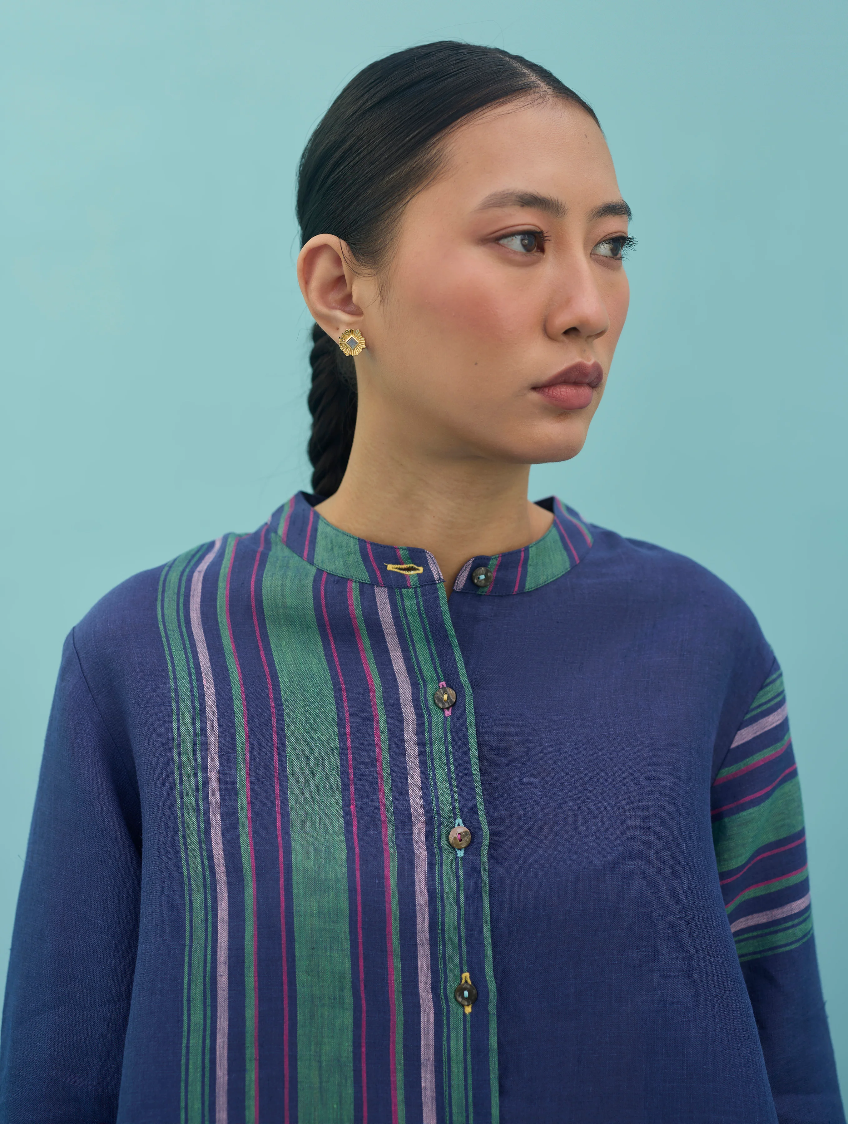 Amaya Border Linen Co-ord Set - Indigo - Image 6