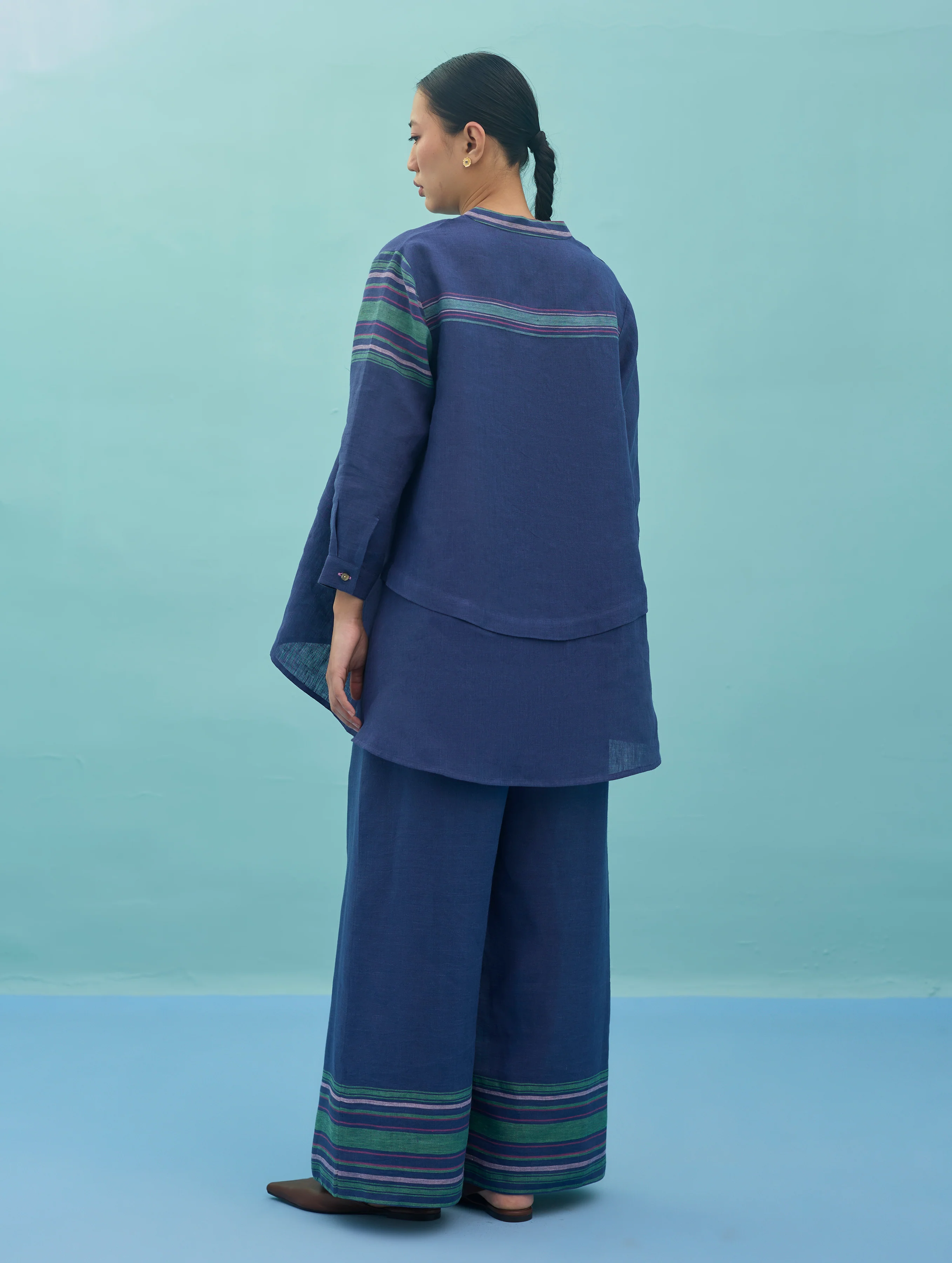 Amaya Border Linen Co-ord Set - Indigo - Image 9